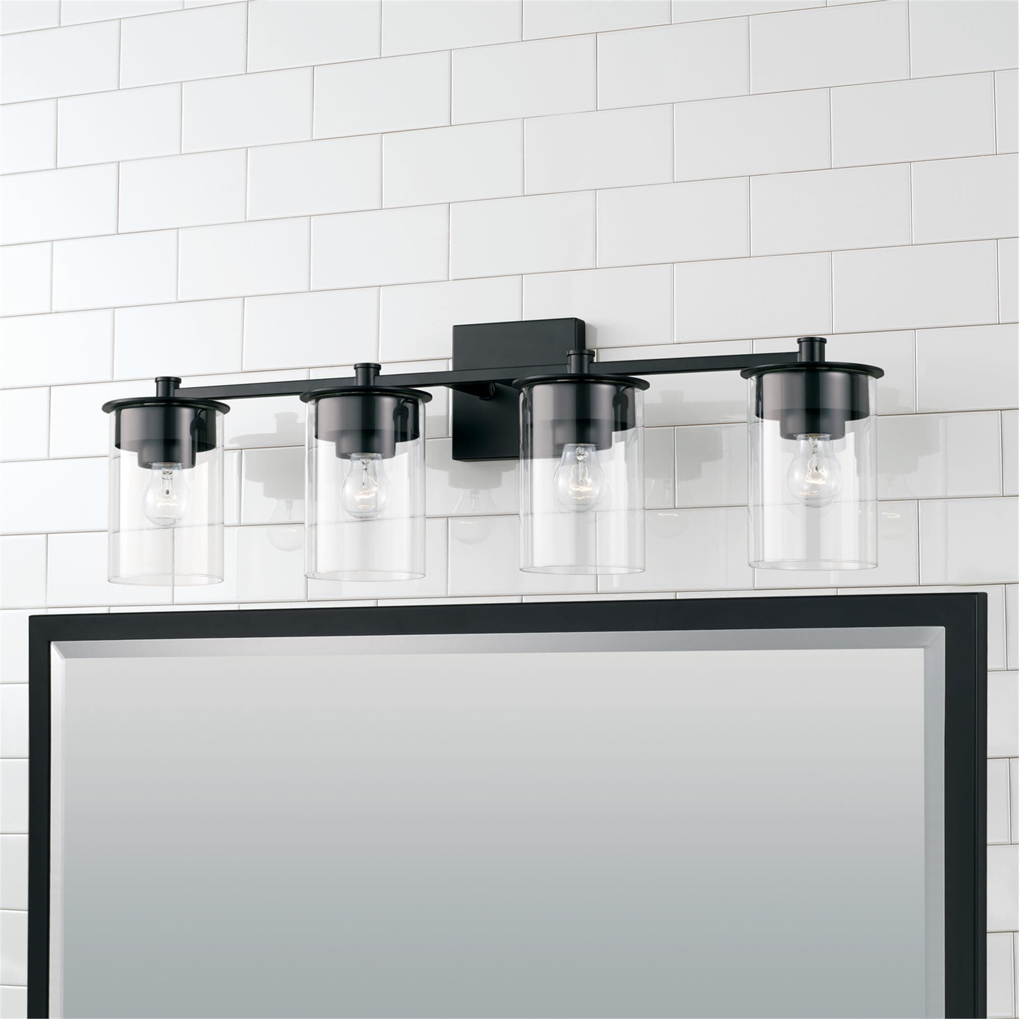 Shown in Matte Black finish and Clear glass