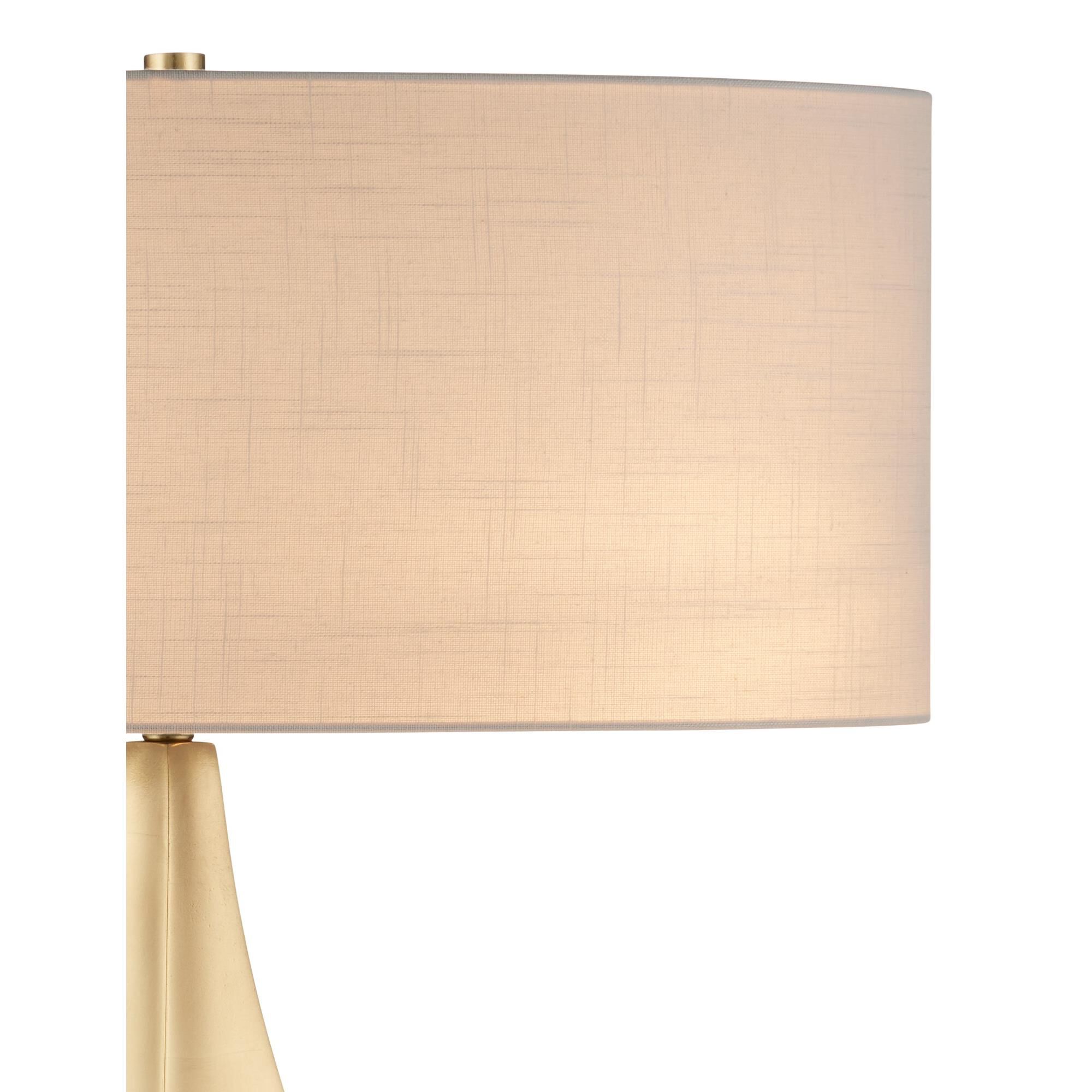 Shown in Gold Leaf finish and White Linen shade