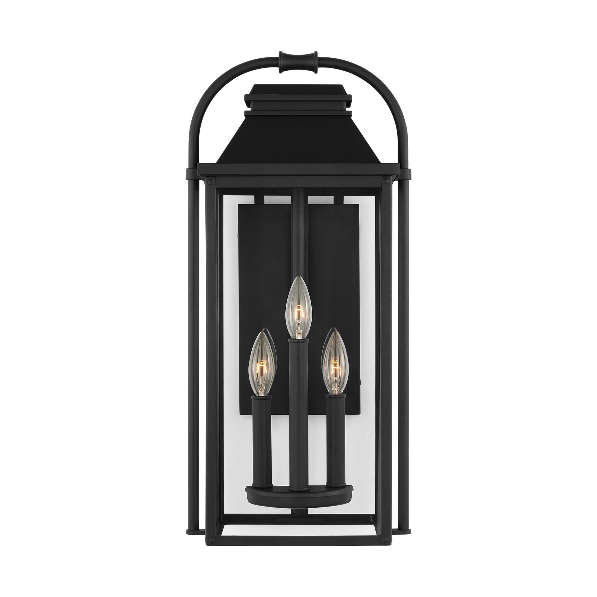Shown in Textured Black finish and Clear Glass Panels And Clear Glass Panels shade
