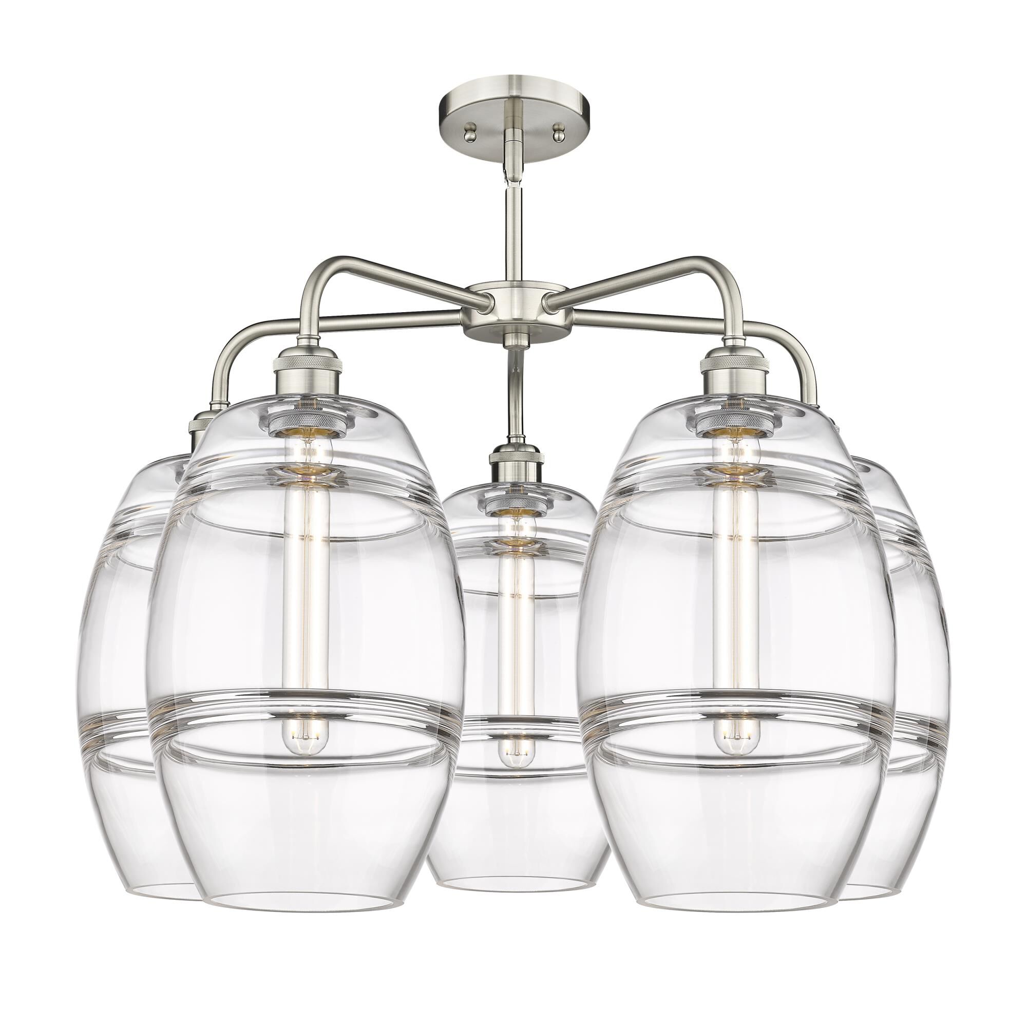 Shown in Satin Nickel finish and Clear glass