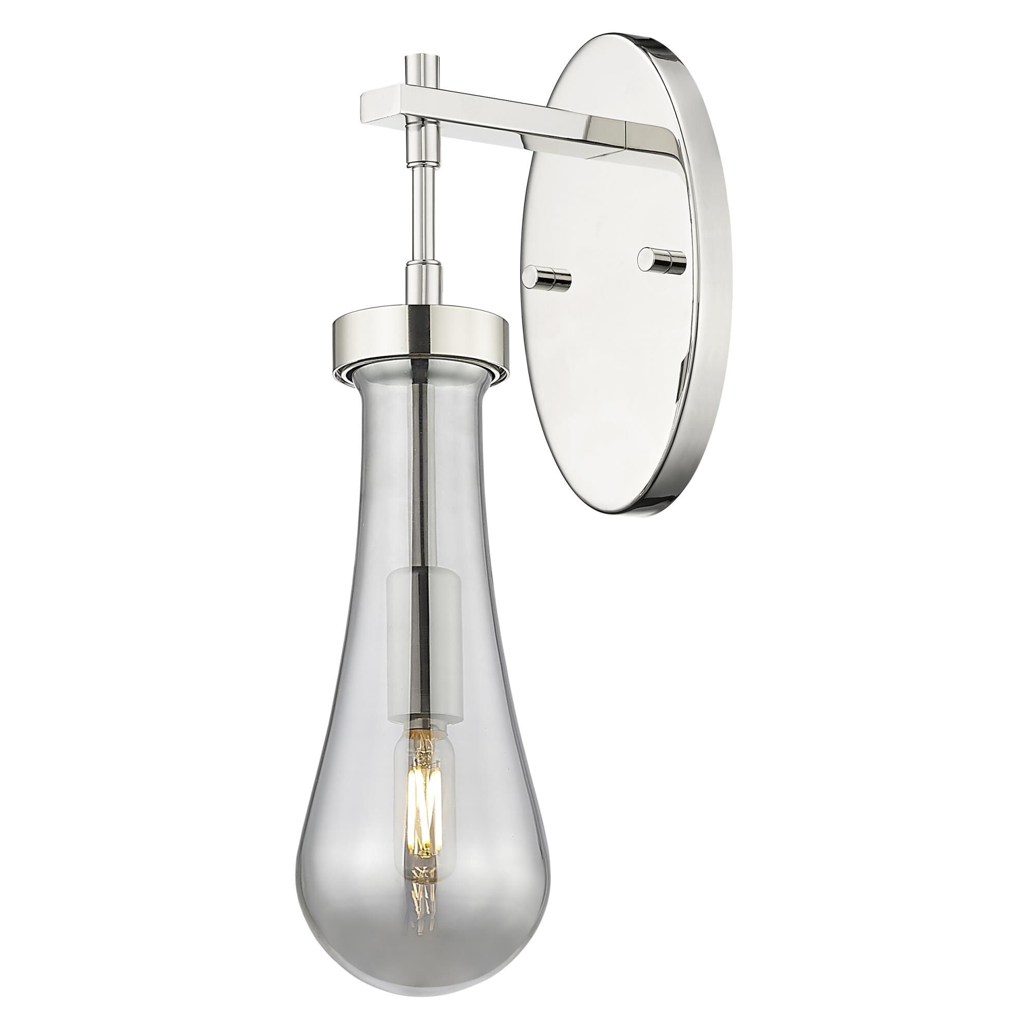 Shown in Polished Nickel finish and Light Smoke glass