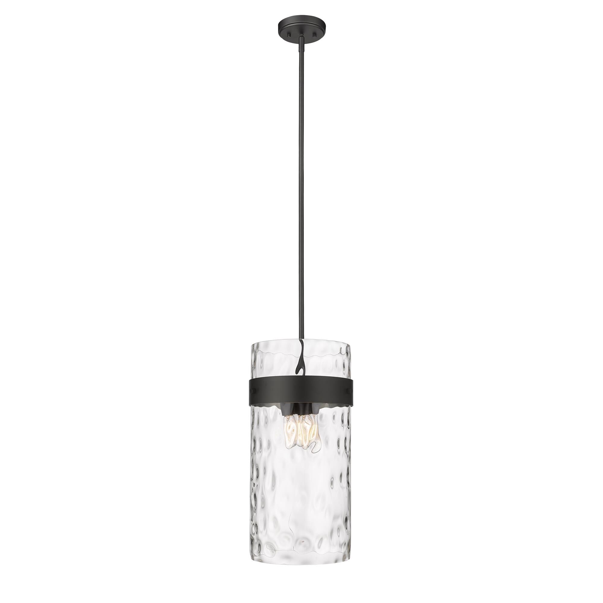 Shown in Matte Black finish and Glass shade