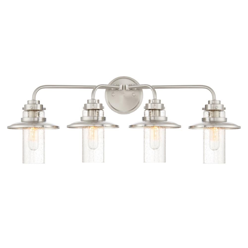 Shown in Satin Platinum finish and Clear Seedy glass and Clear Seedy Glass shade