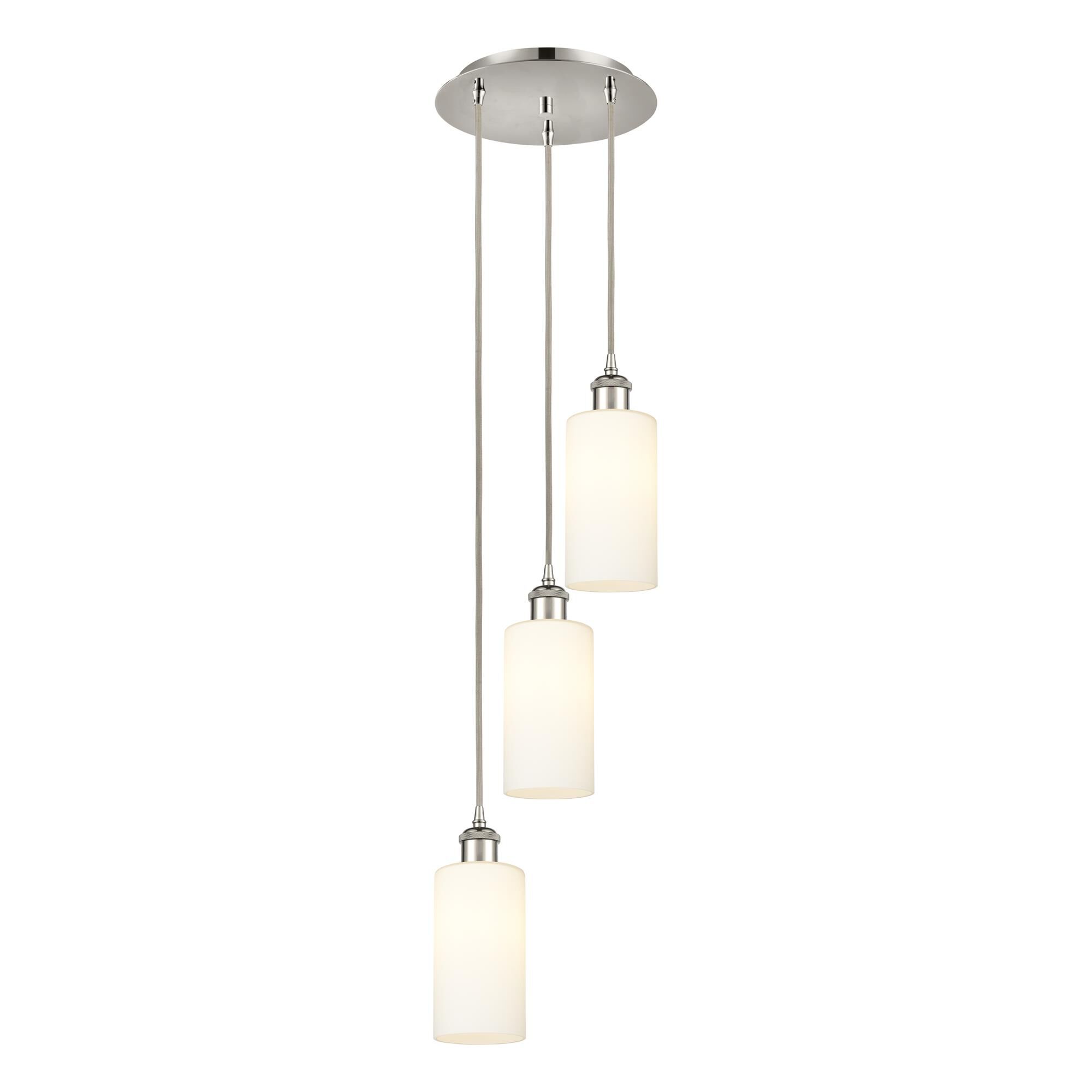 Shown in Polished Nickel finish and White shade