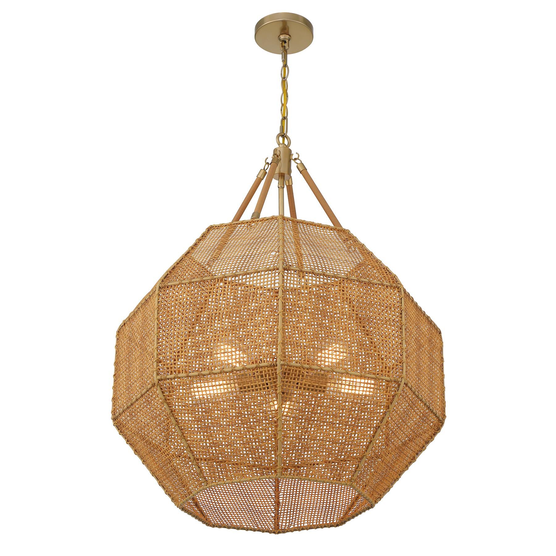Shown in Burnished Brass And Rattan finish
