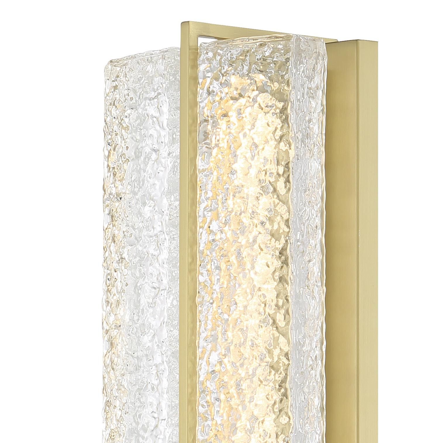 Shown in Soft Brass finish and Clear Textured glass
