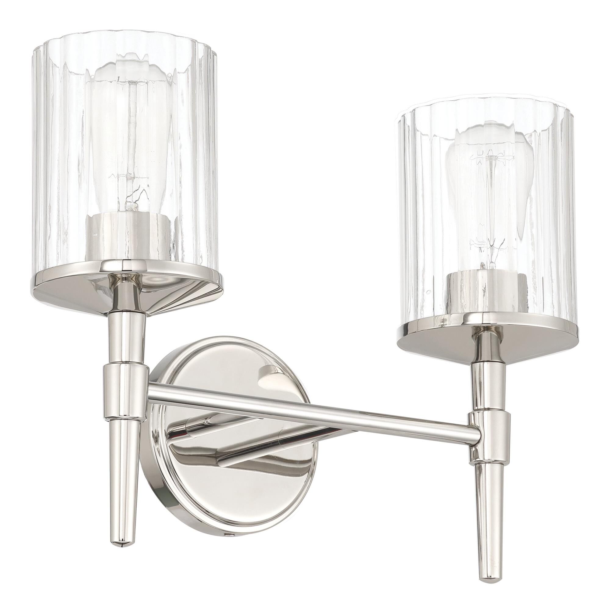 Shown in Polished Nickel finish and Clear Ribbed glass