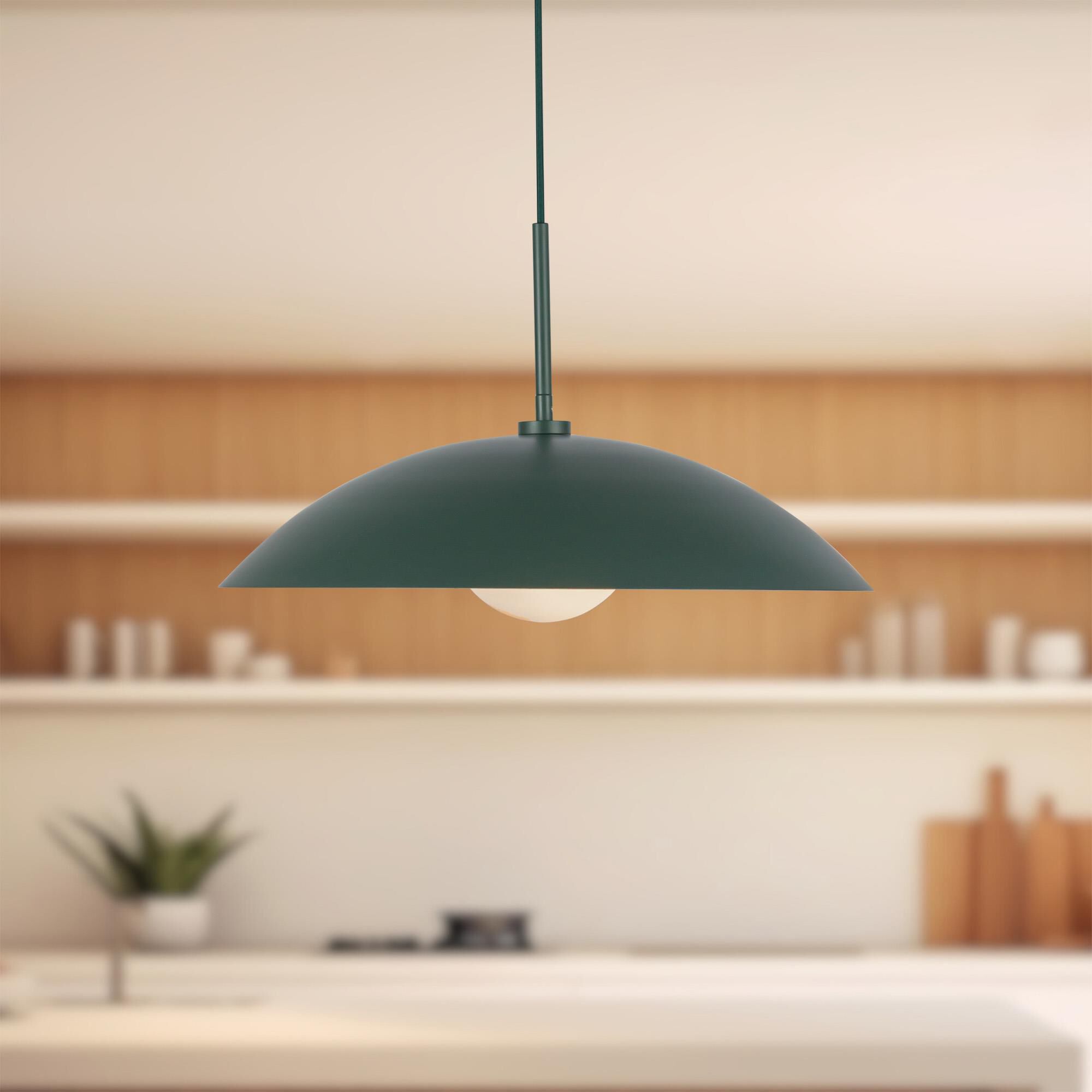 Shown in Pine Green finish and Opal glass