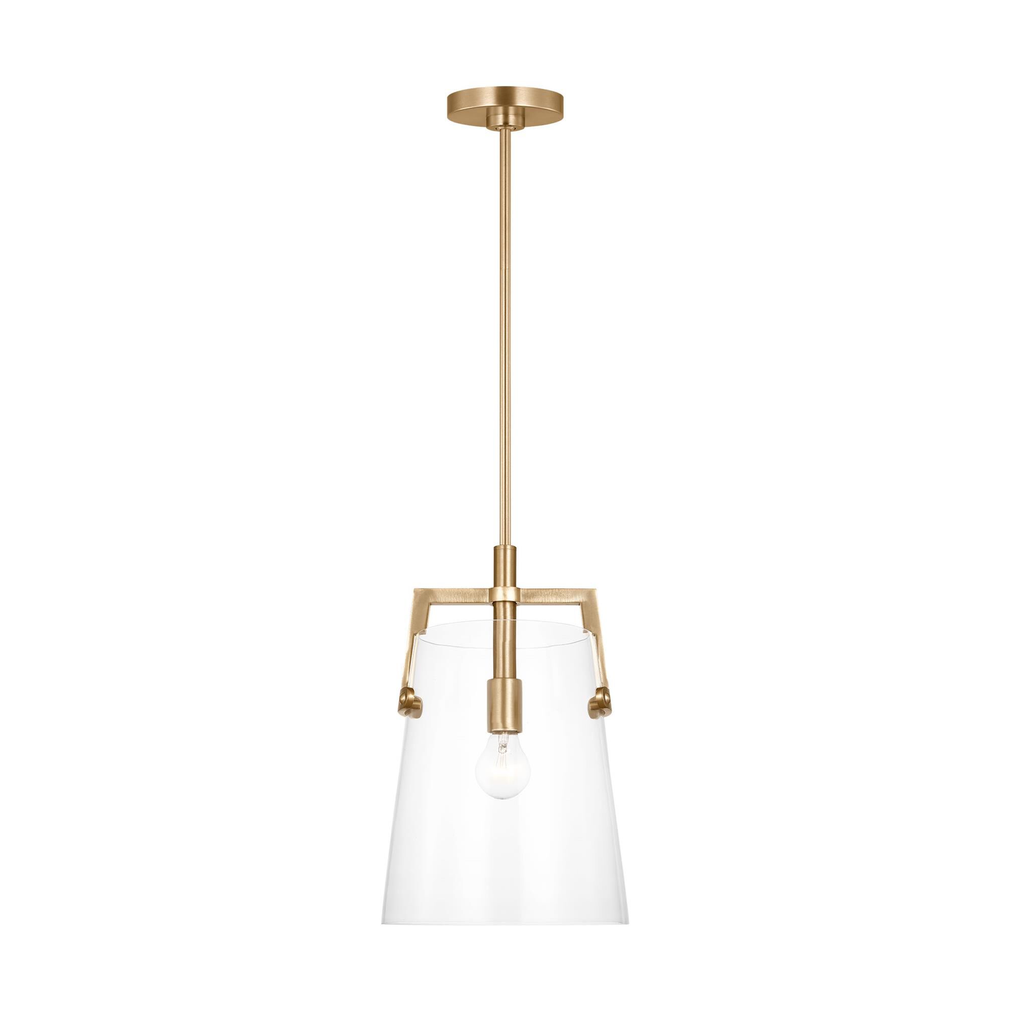 Shown in Satin Brass finish and Clear glass