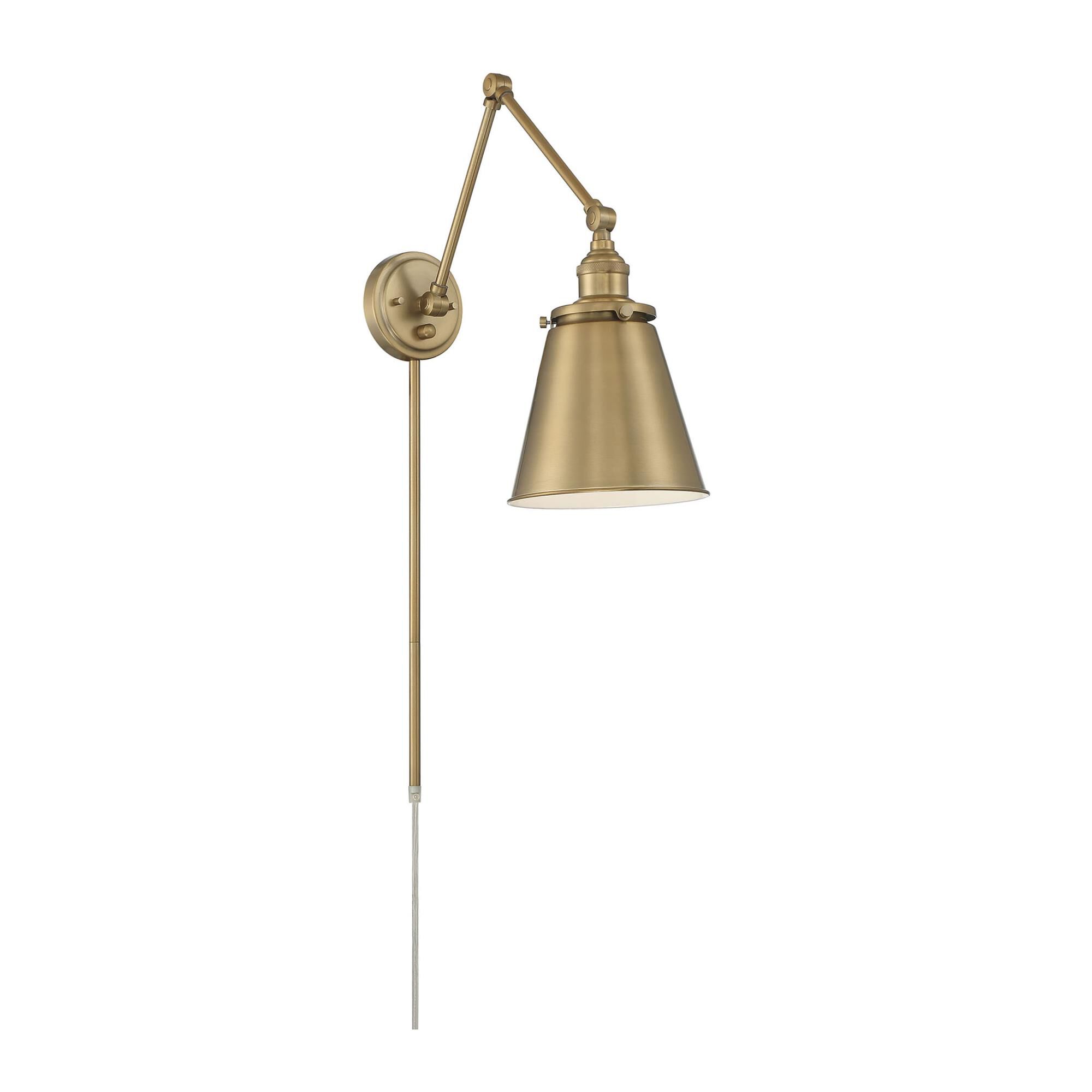 Shown in Burnished Brass finish and Burnished Brass Outside, Painted White Inside shade
