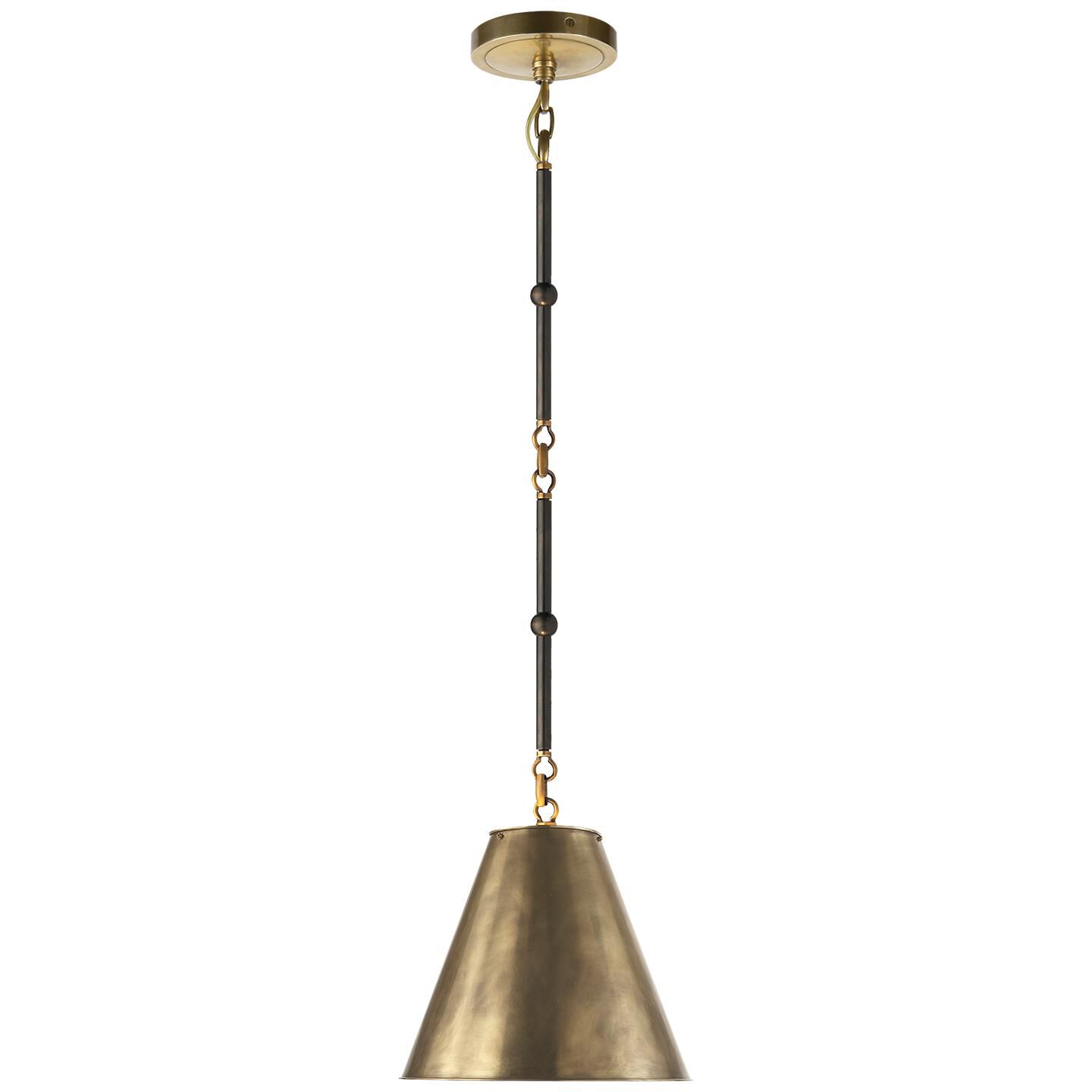 Shown in Bronze With Antique Brass finish and Antique Brass shade