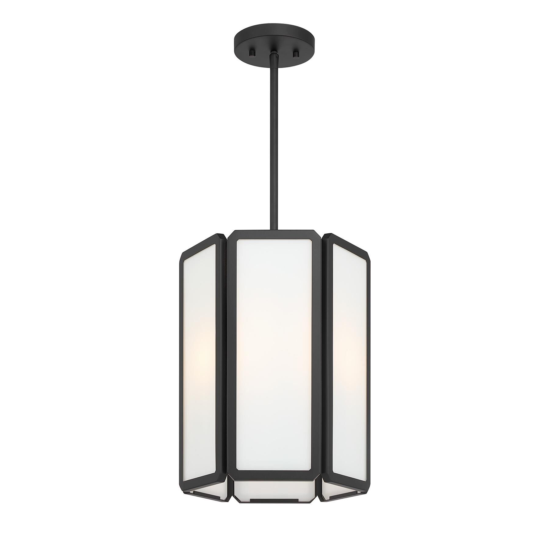 Shown in Matte Black finish and White Opal glass