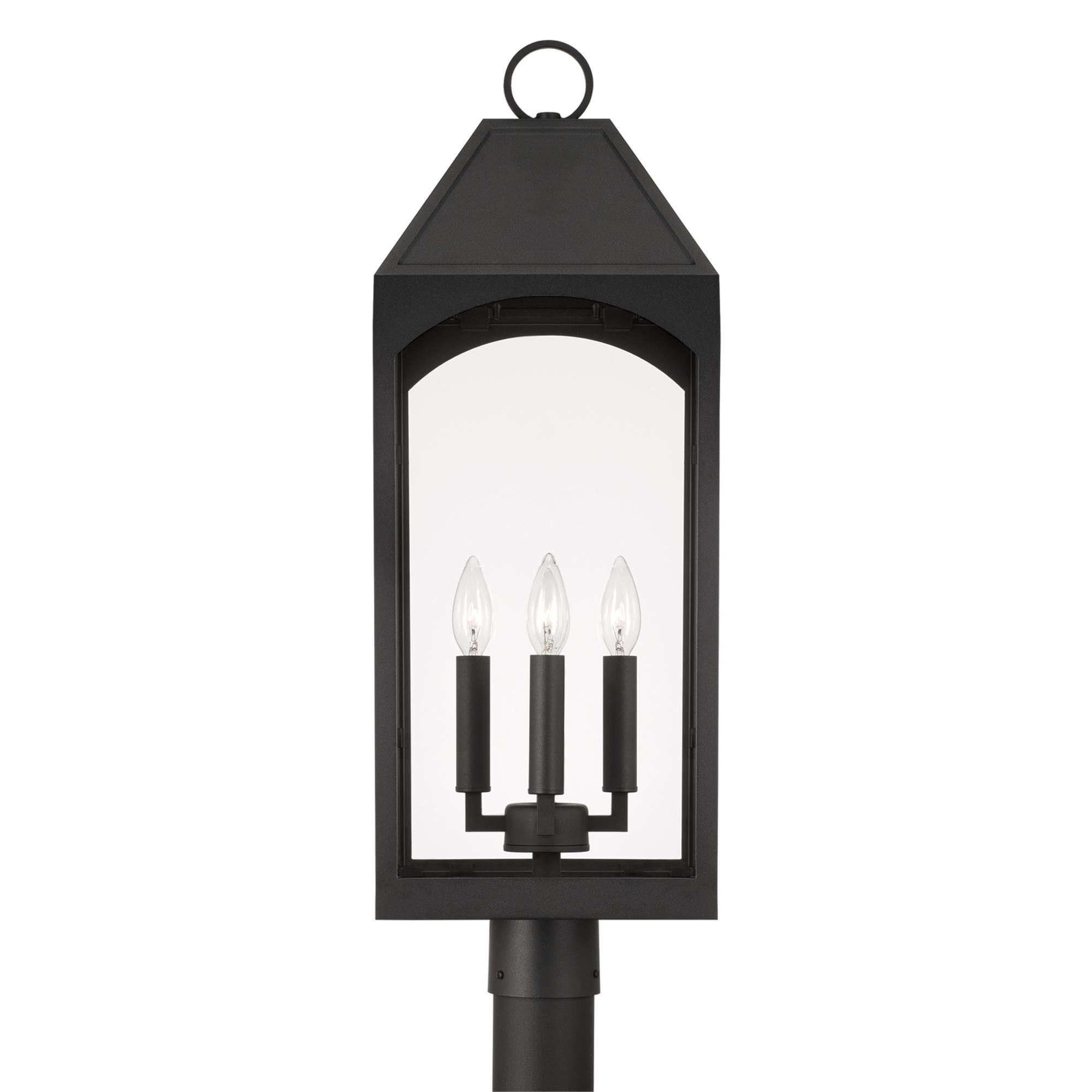 Shown in Black finish and Clear glass