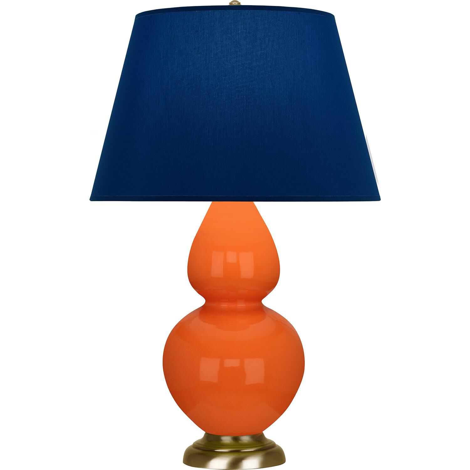 Shown in Pumpkin finish and Navy and Gray shade and Antique Natural Brass accent
