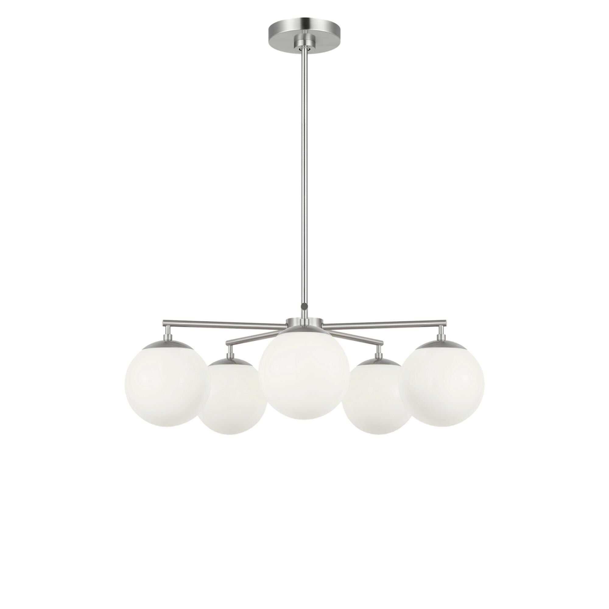 Shown in Brushed Nickel finish and Clear White glass