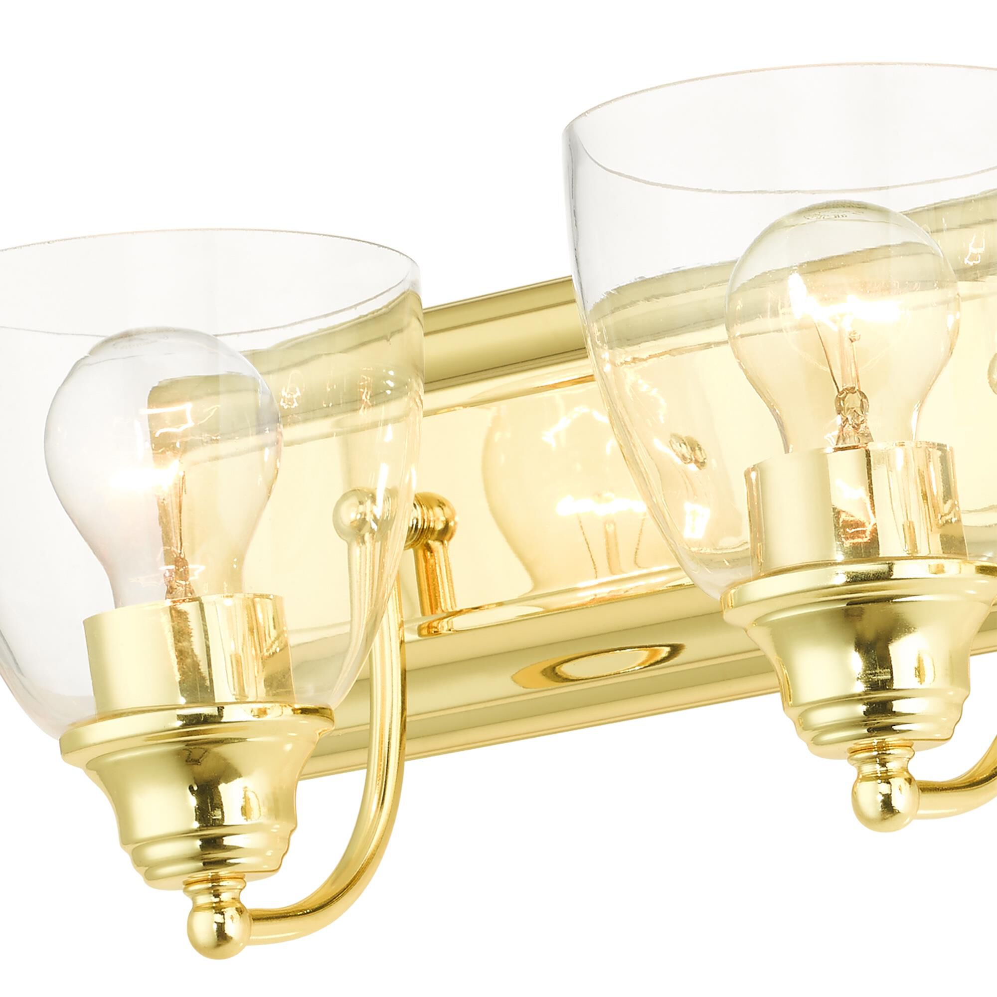 Shown in Polished Brass finish and Hand Blown Clear glass