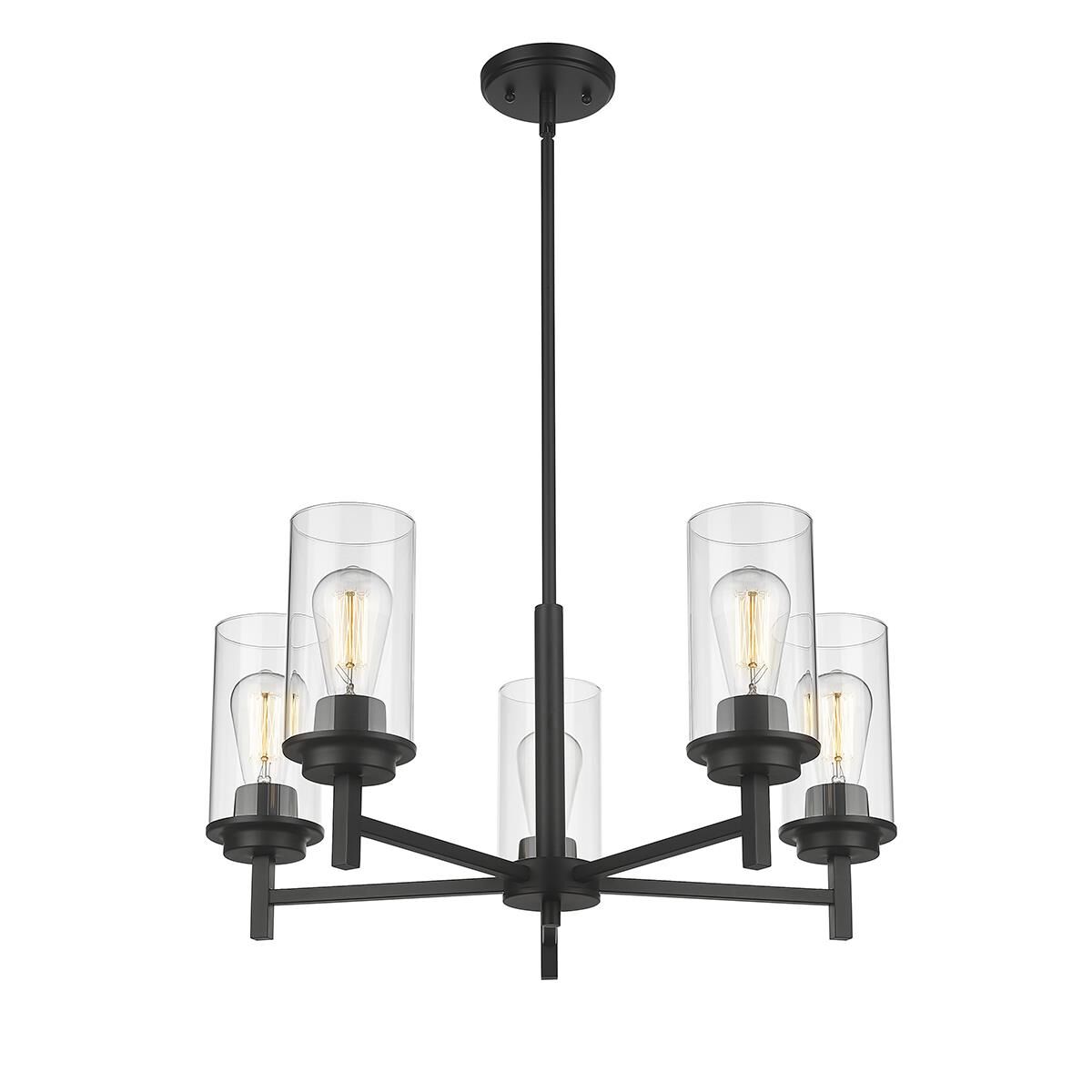 Shown in Matte Black finish and Clear glass