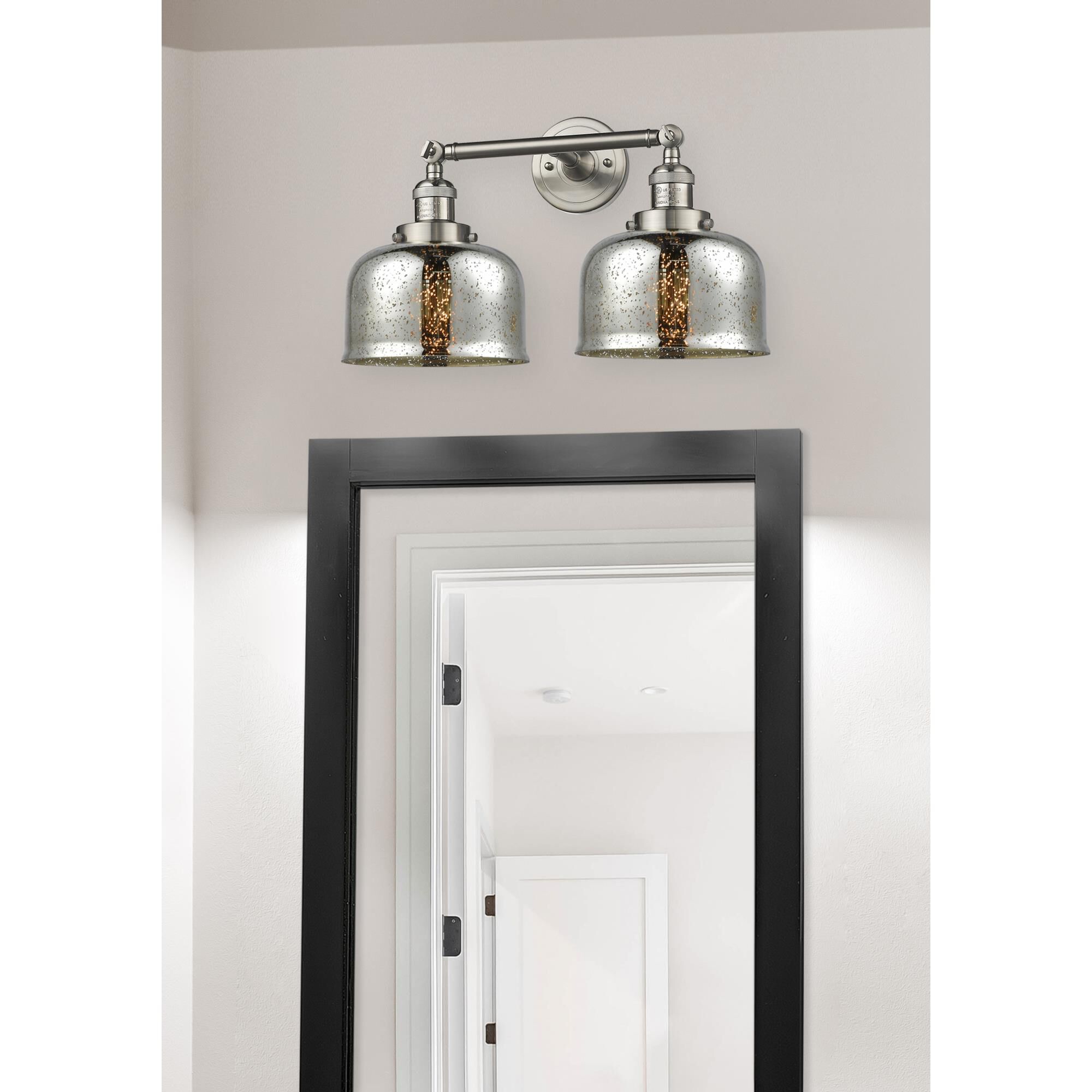 Shown in Brushed Satin Nickel finish and Silver Mercury glass