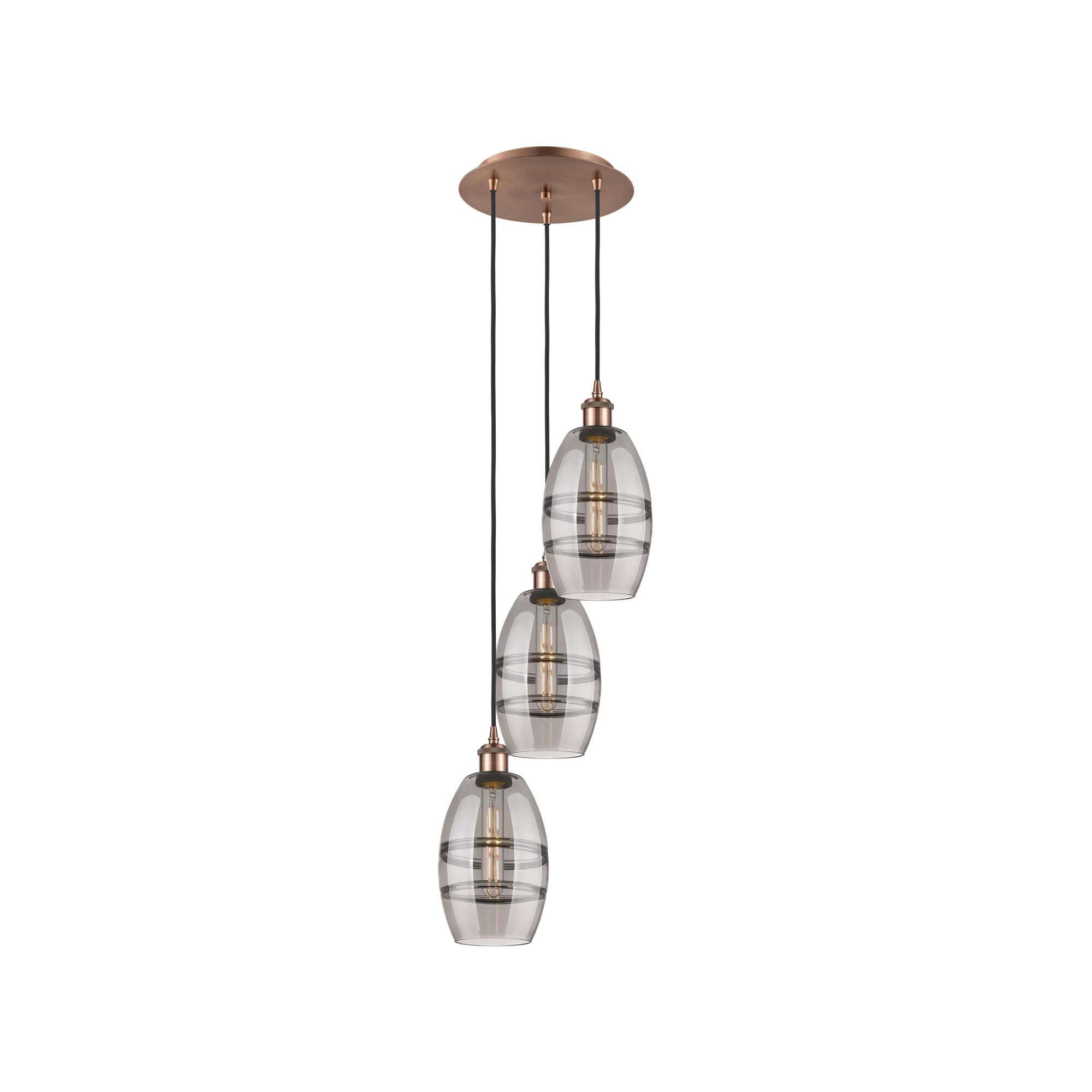 Shown in Antique Copper finish and Light Smoke glass