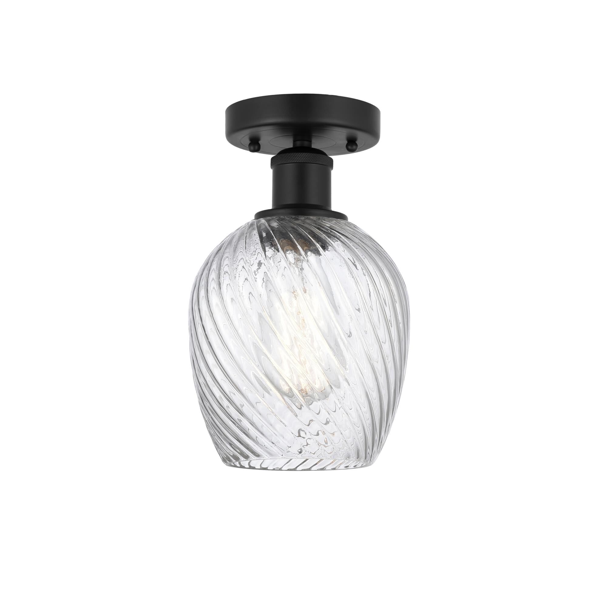 Shown in Matte Black, Clear Spiral Fluted finish and Clear Spiral Fluted glass and Clear Spiral Fluted Glass shade