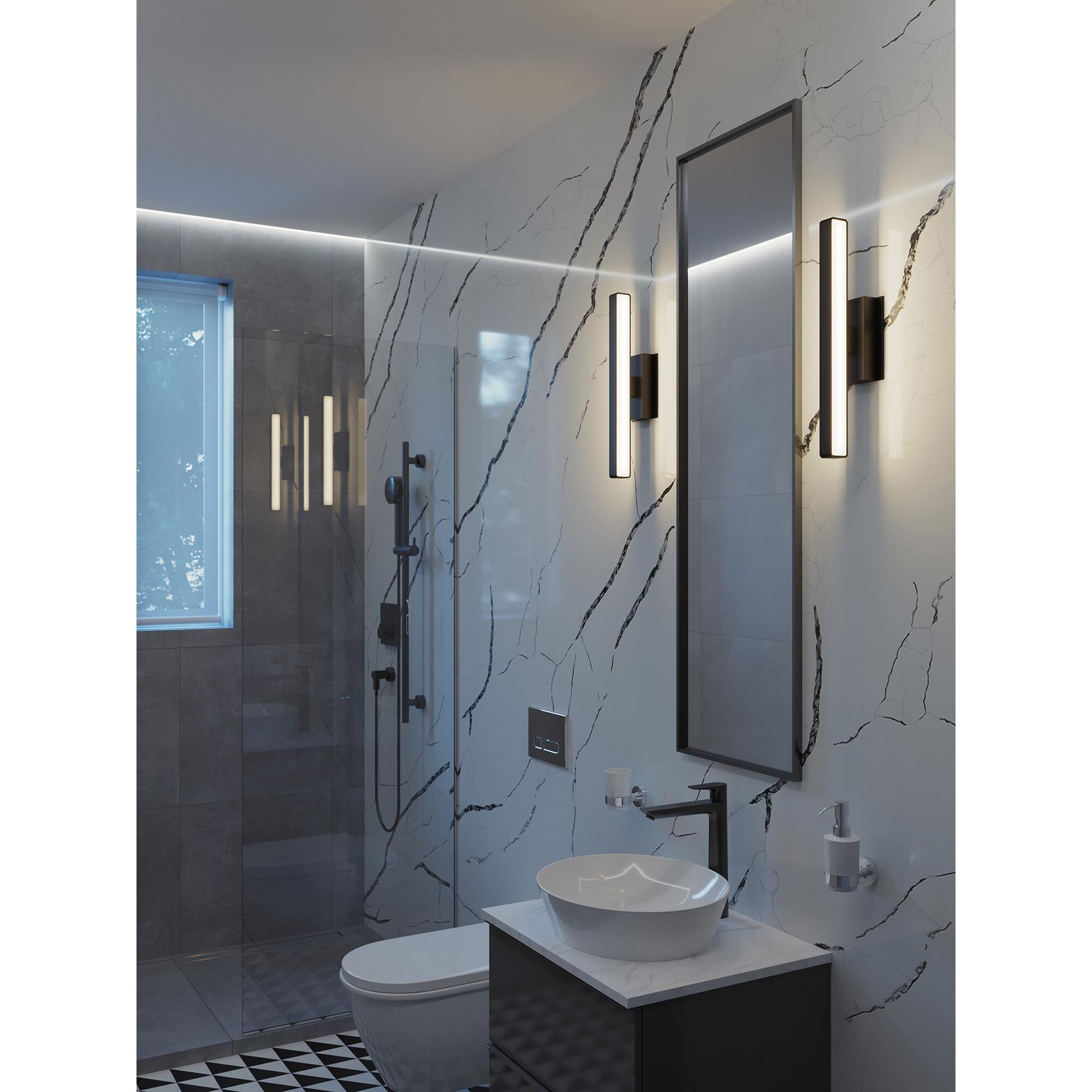 Shown in Black finish and White Acrylic shade