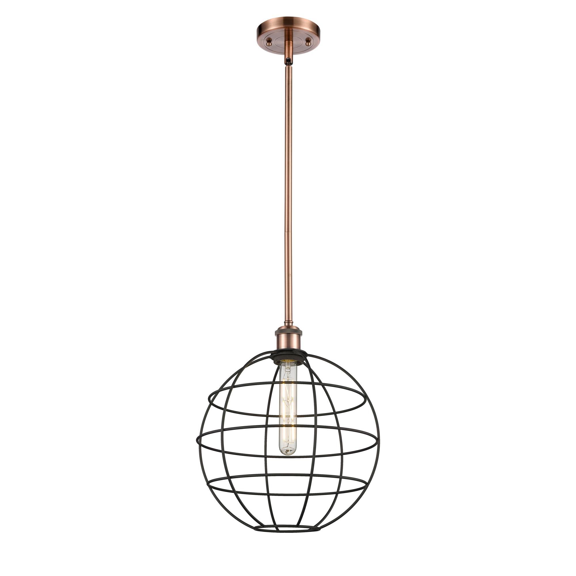 Shown in Antique Copper finish and Matte Black shade