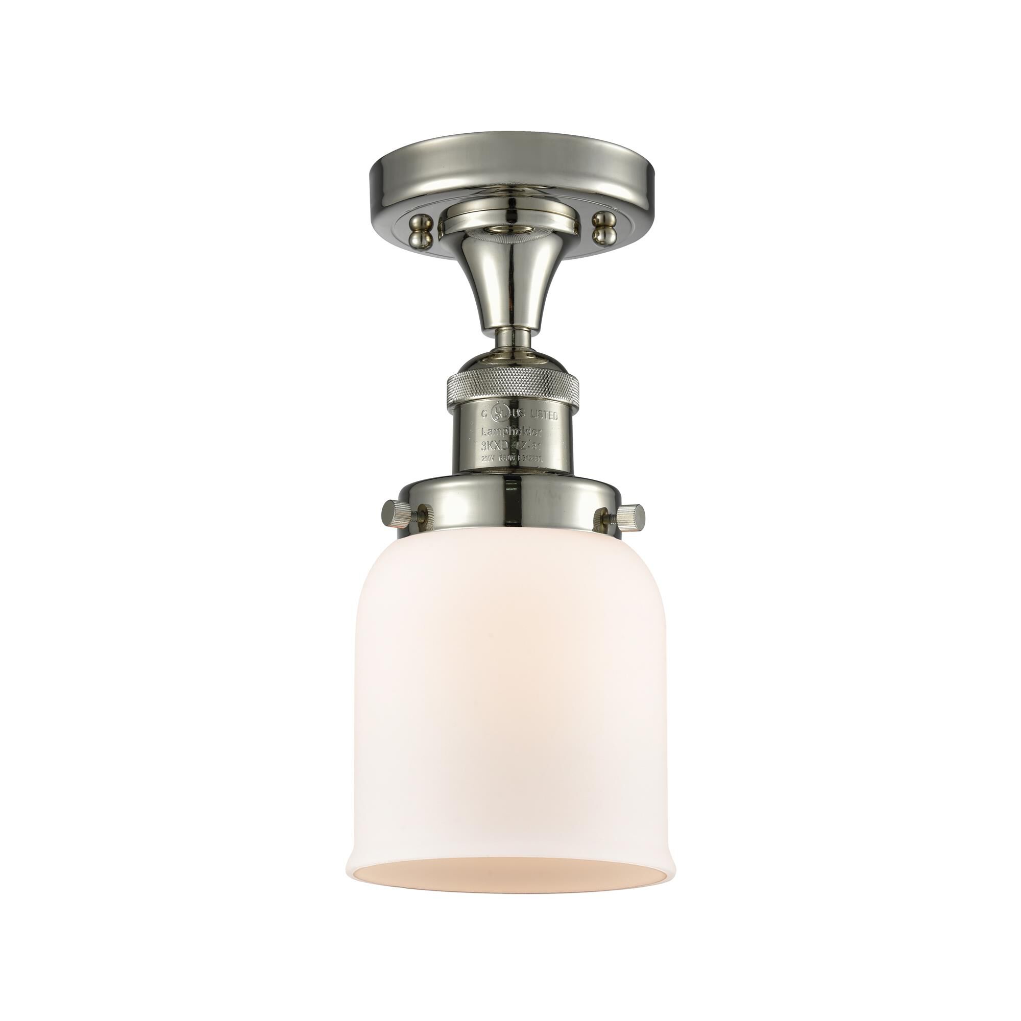 Shown in Polished Nickel finish and Matte White Cased glass