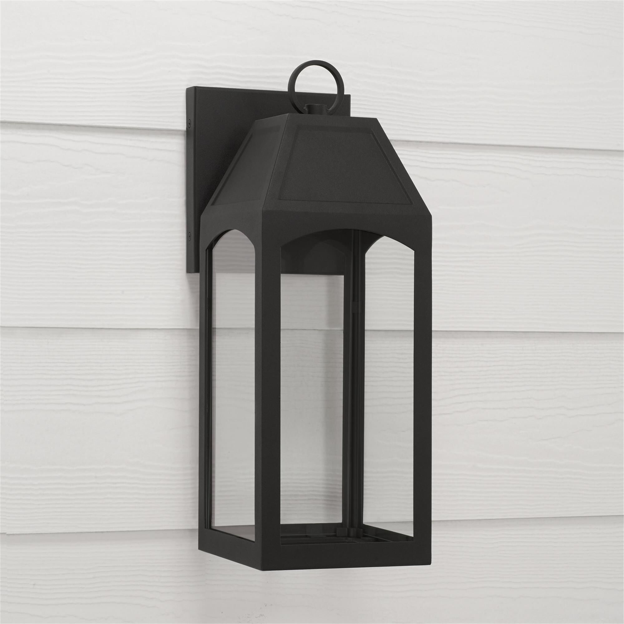 Shown in Black finish and Clear glass