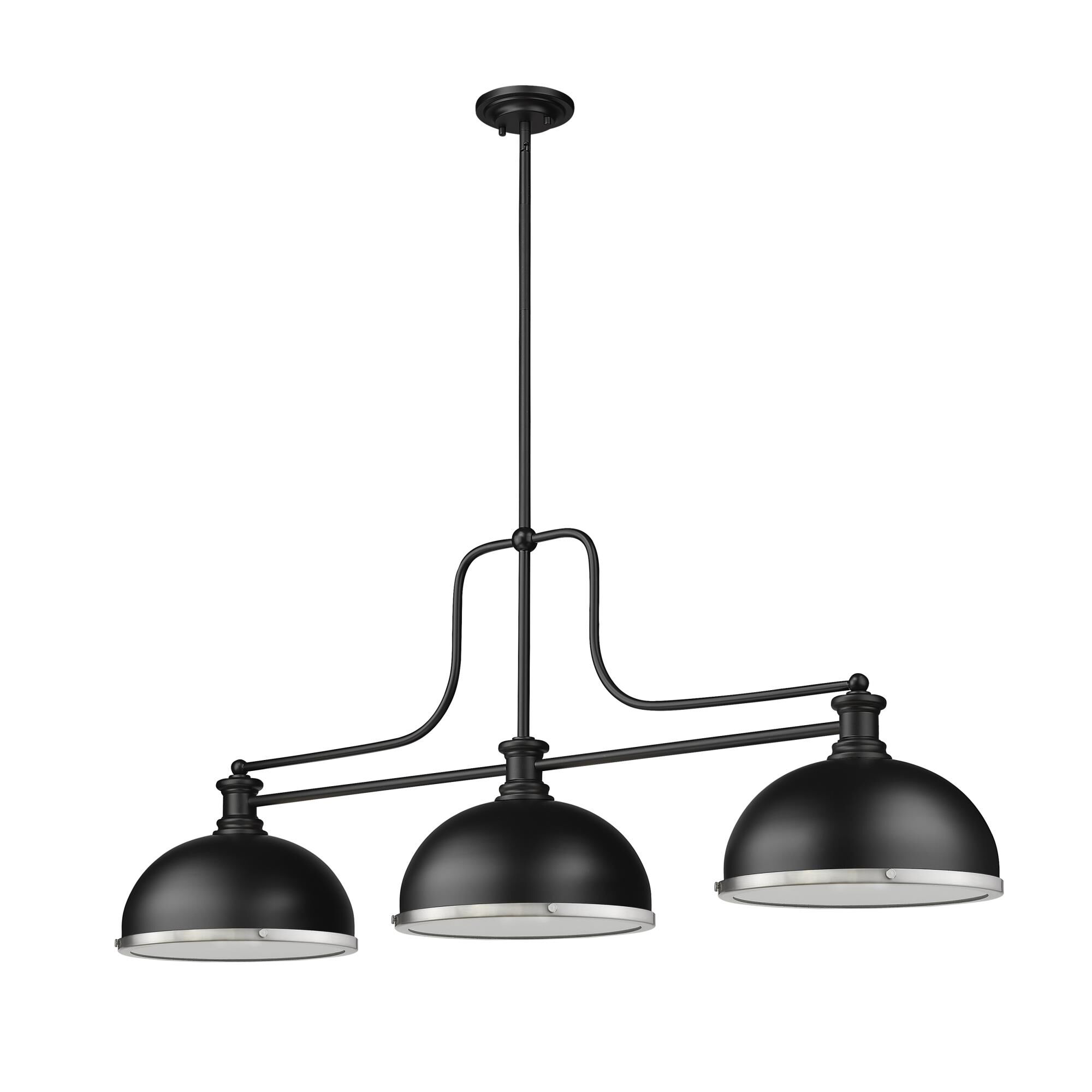 Shown in Matte Black finish and Matte Black and Brushed Nickel shade
