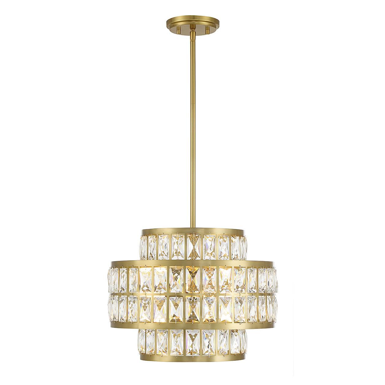 Shown in Warm Brass finish and Clear crystal and Crystal shade
