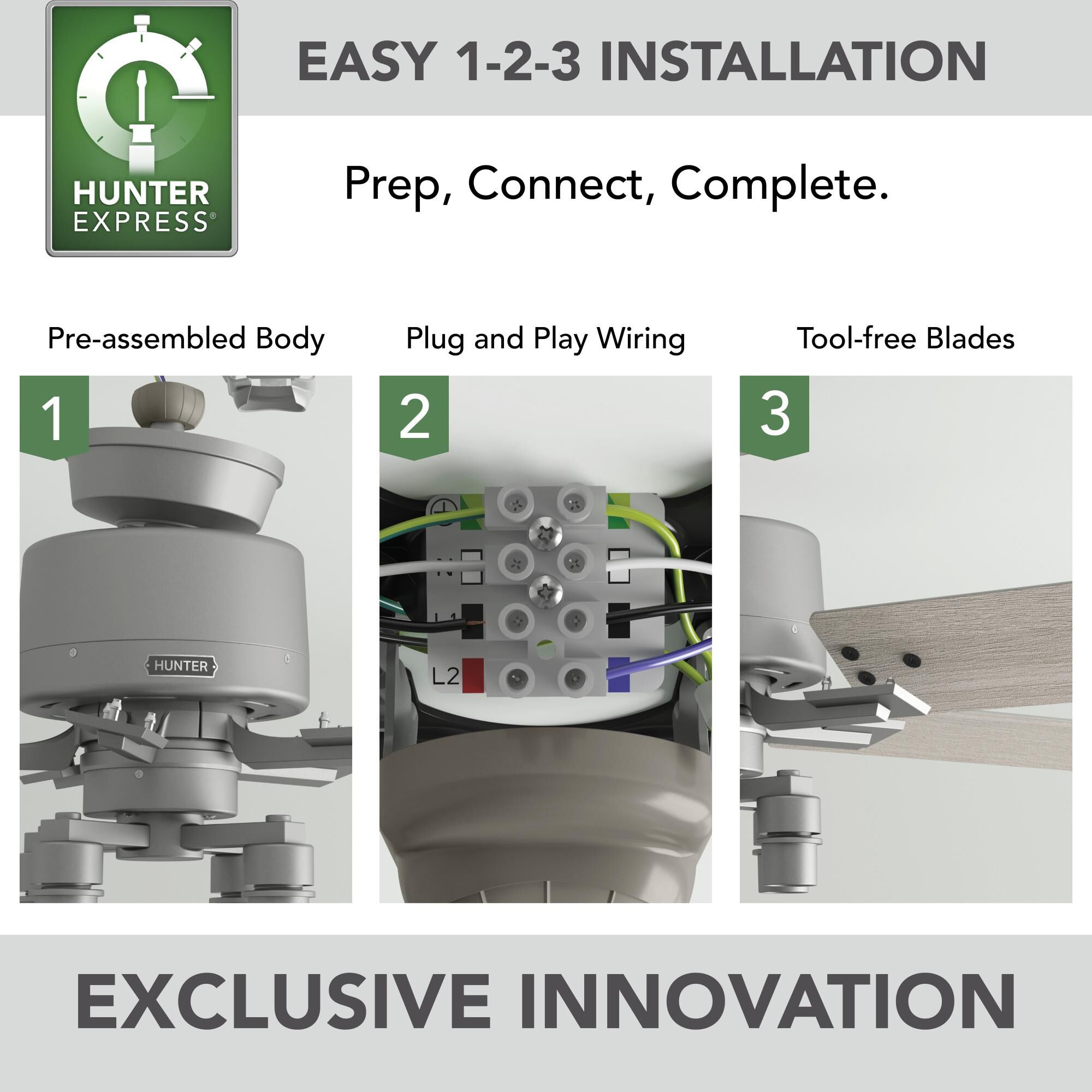 Techne 52 Inch Ceiling Fan with Light Kit by Hunter Fan