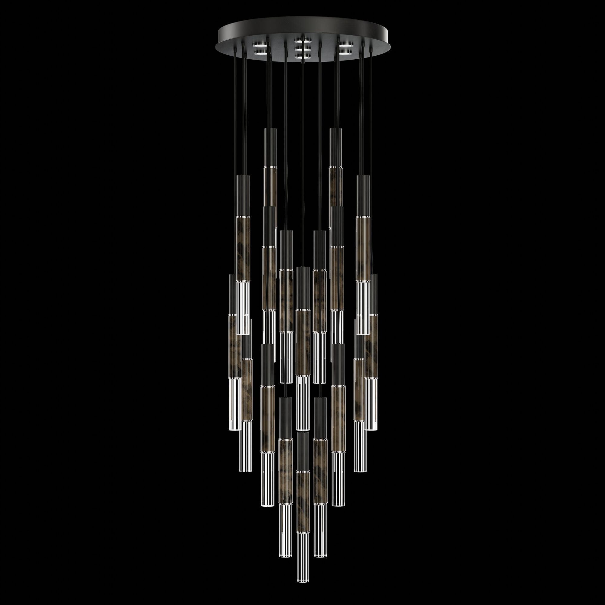 Shown in Black finish and True crystal and False glass