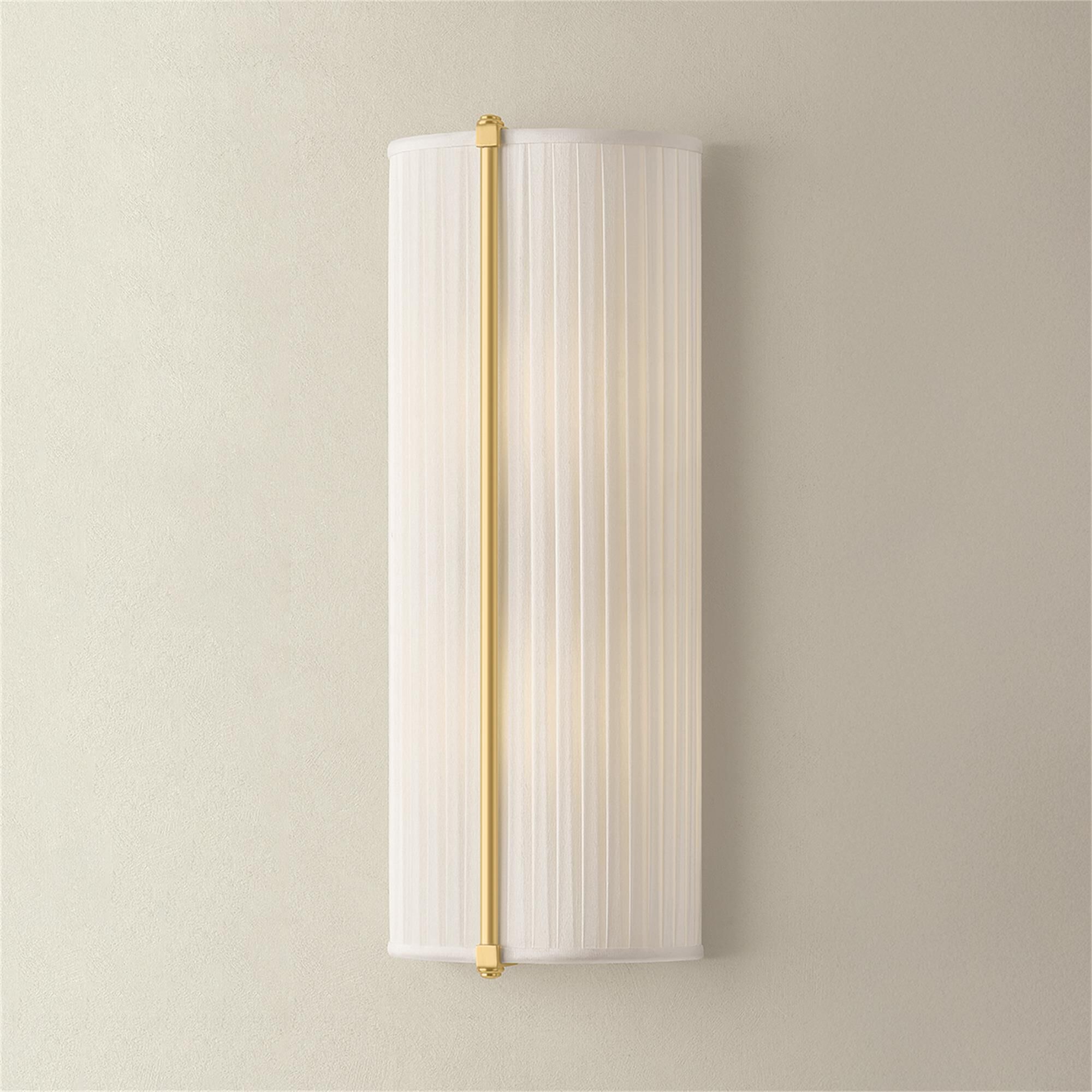 Shown in Aged Brass finish and Ivory Silk shade