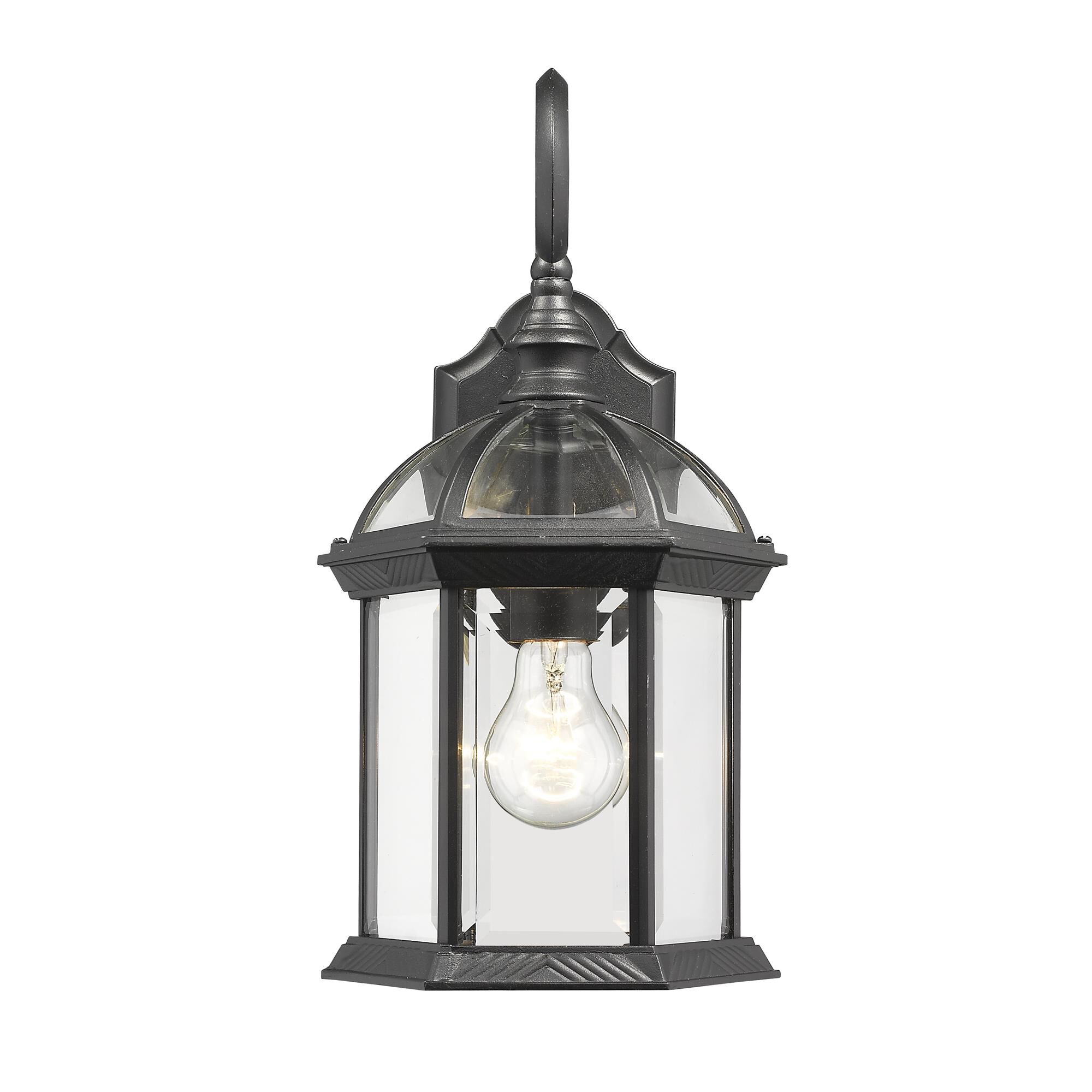 Shown in Black finish and Glass shade