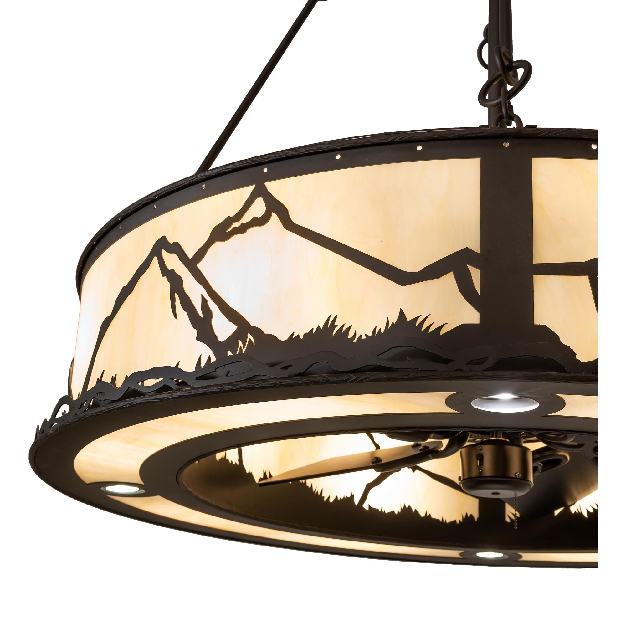 Shown in Oil Rubbed Bronze finish and Beige glass