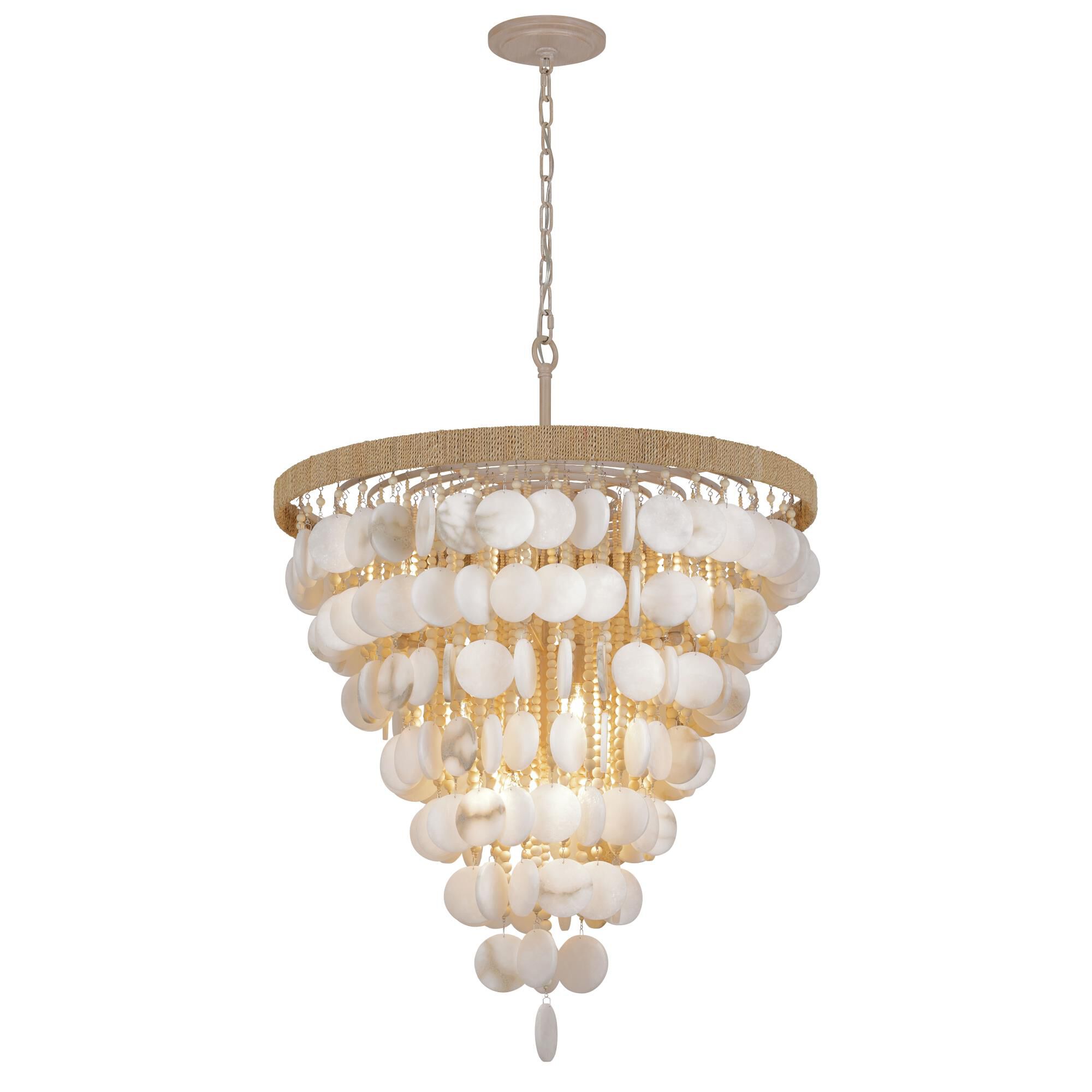 Shown with Wood Beads+alabaster Stone shade