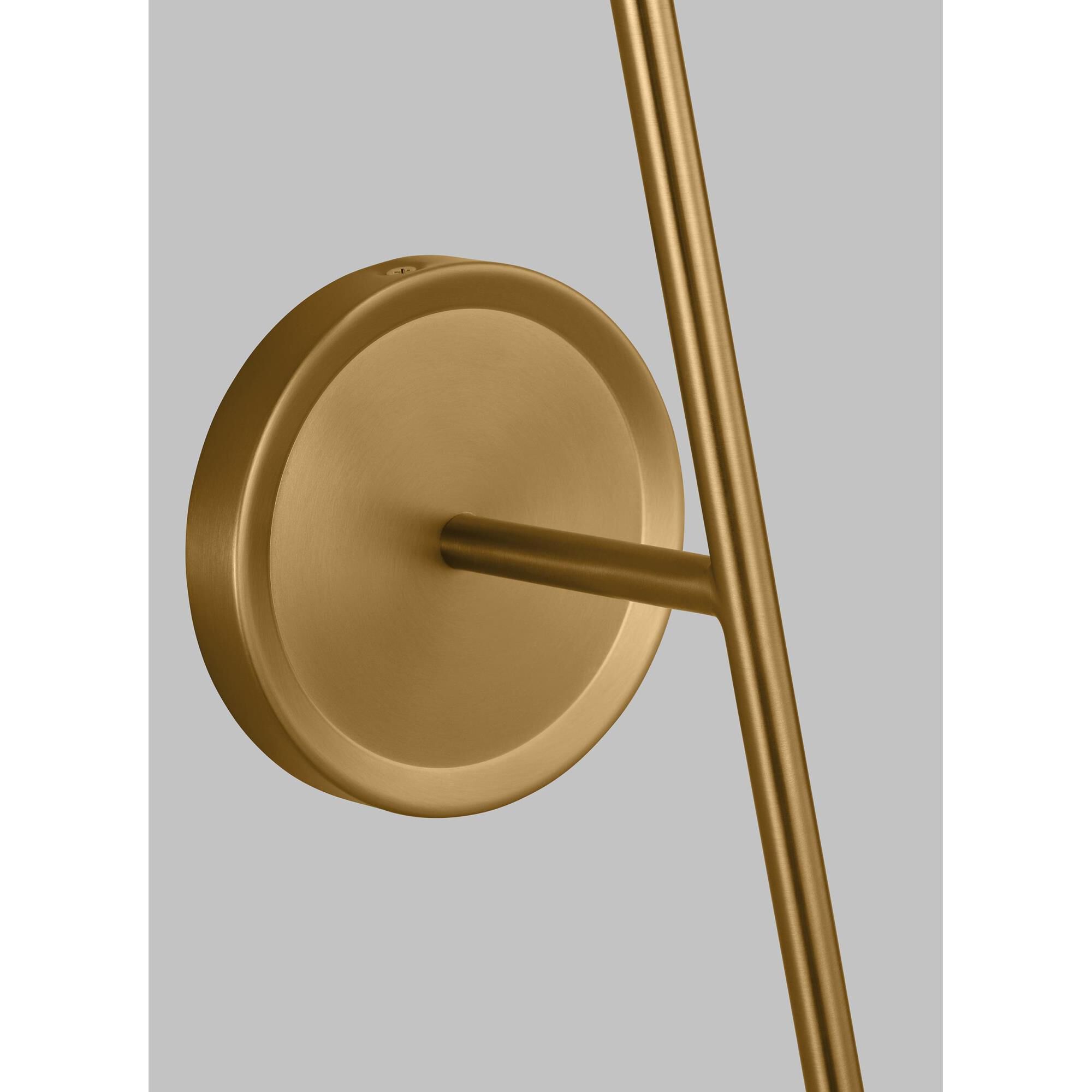 Shown in Matte White And Burnished Brass finish and Matte WhiteSteel shade