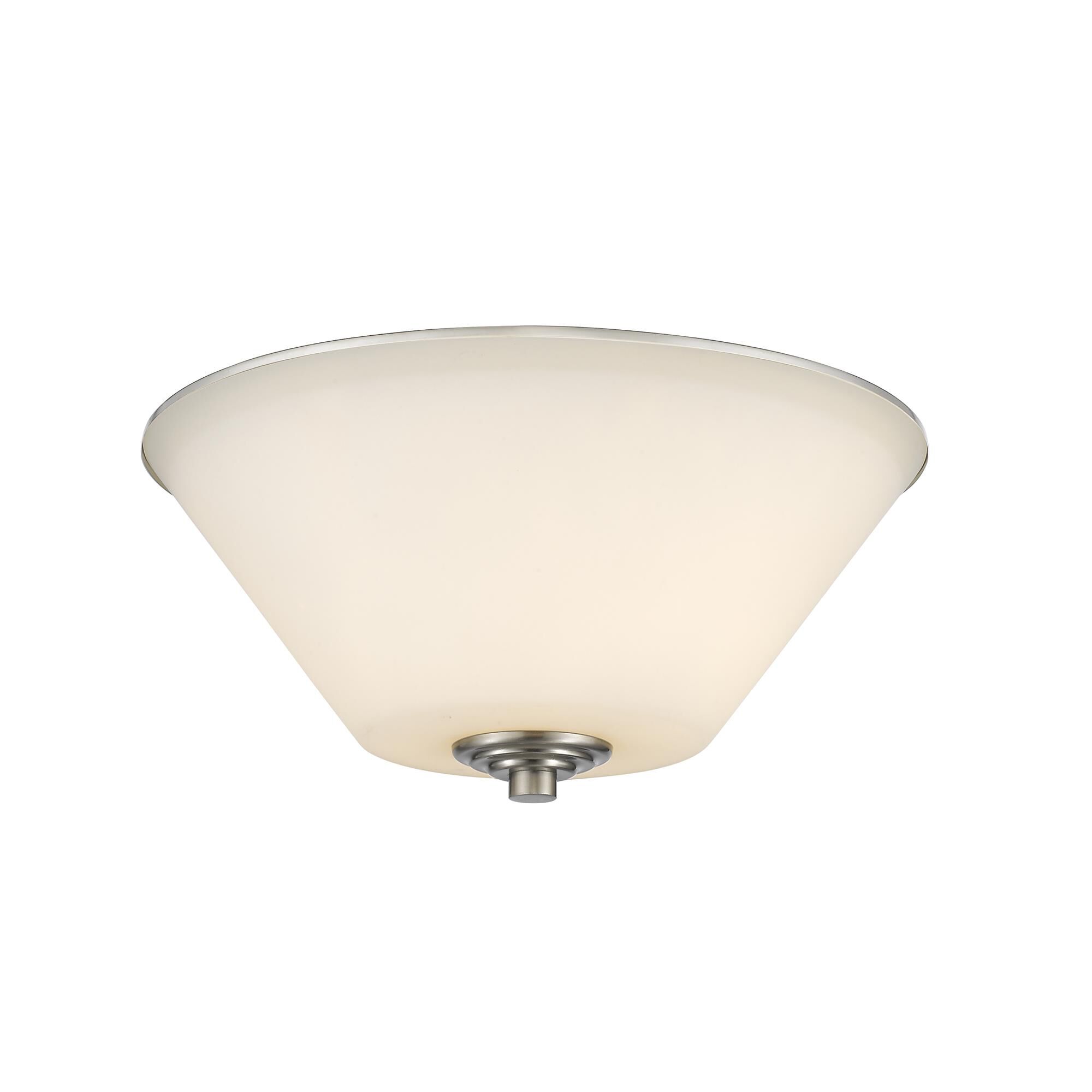 Shown in Brushed Nickel finish and Glass shade
