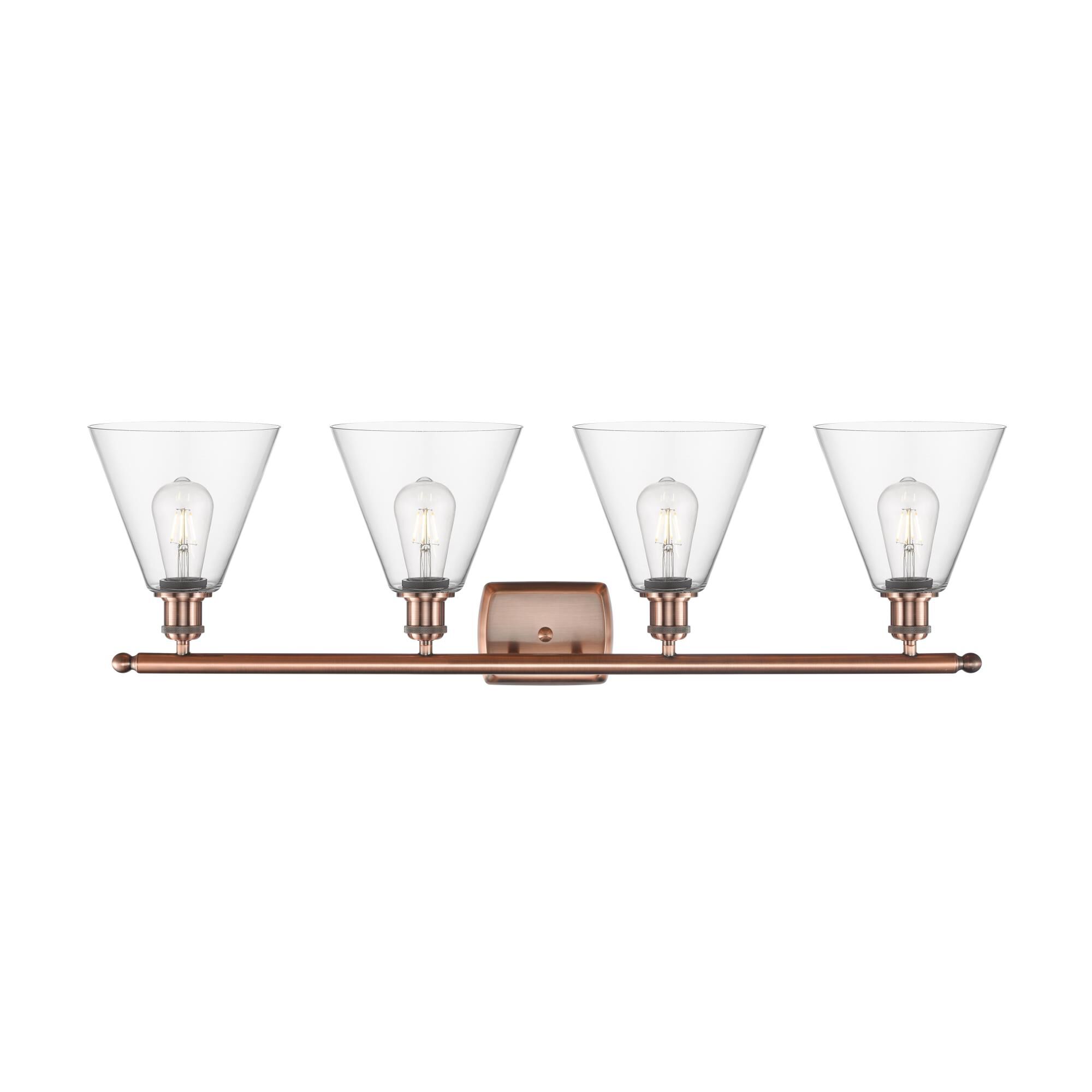 Shown in Antique Copper finish and Clear Ballston Cone glass and No Shade shade