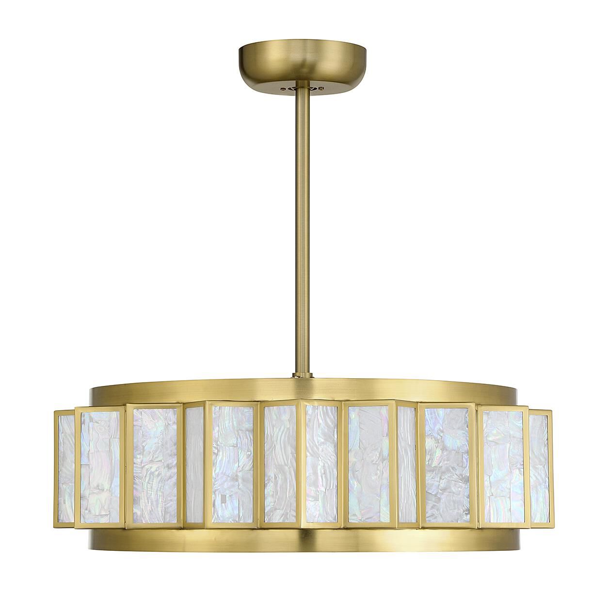 Shown in Warm Brass finish and Capiz Shell shade