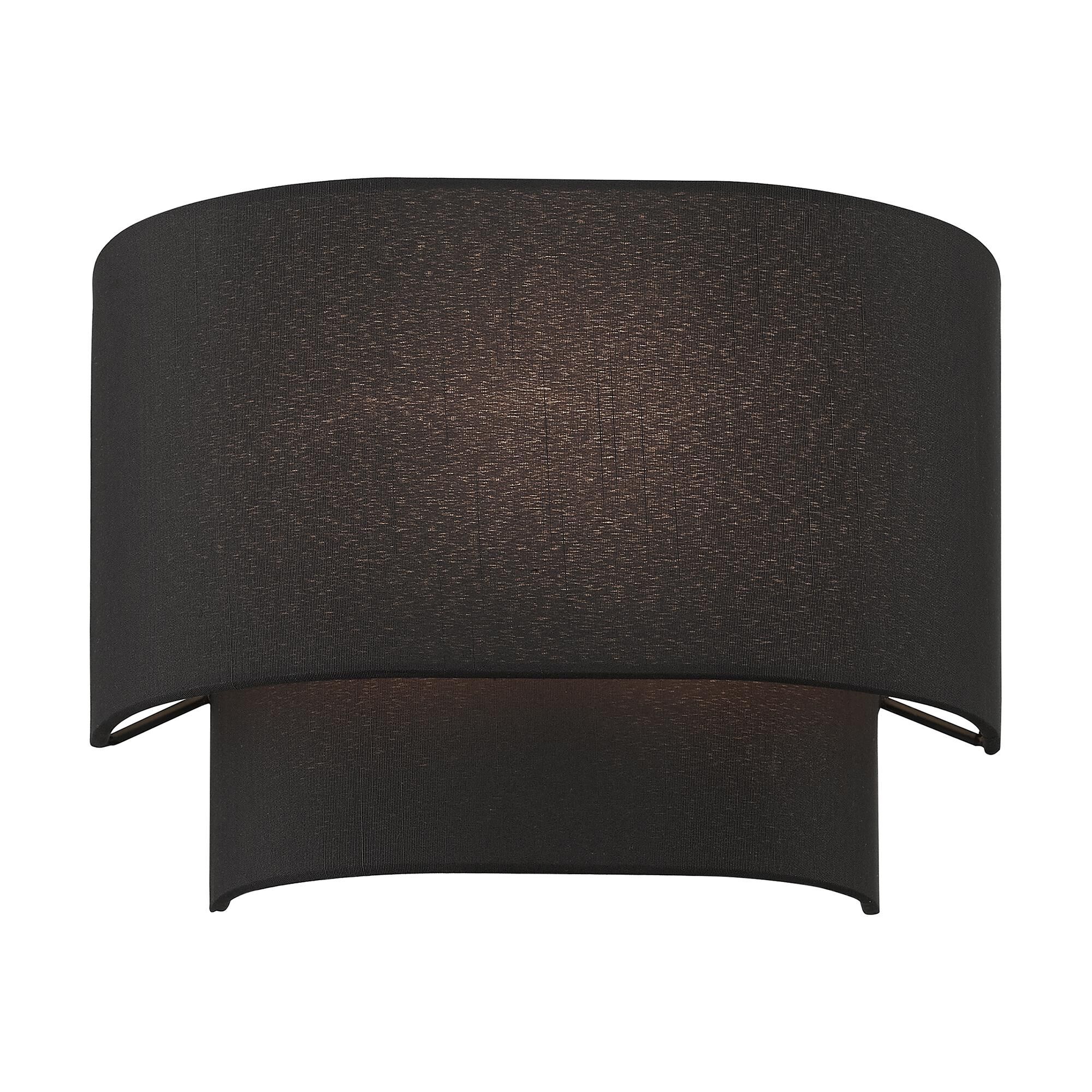 Shown in Black finish and Hand Crafted Black Color Hardback Fabric with White Fabric Inside shade