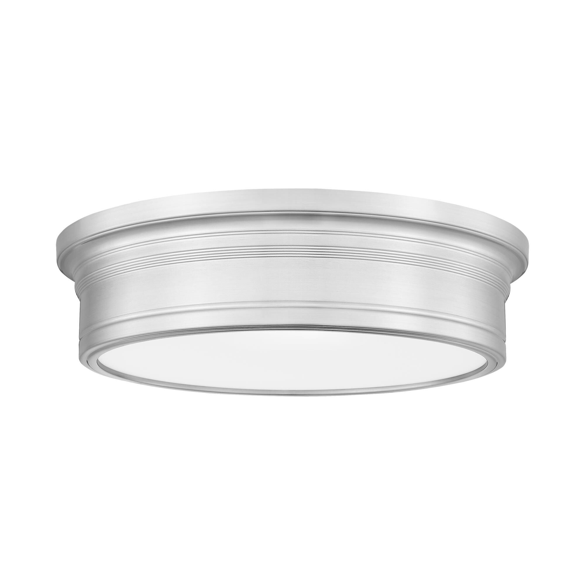 Shown in Brushed Nickel finish and White glass