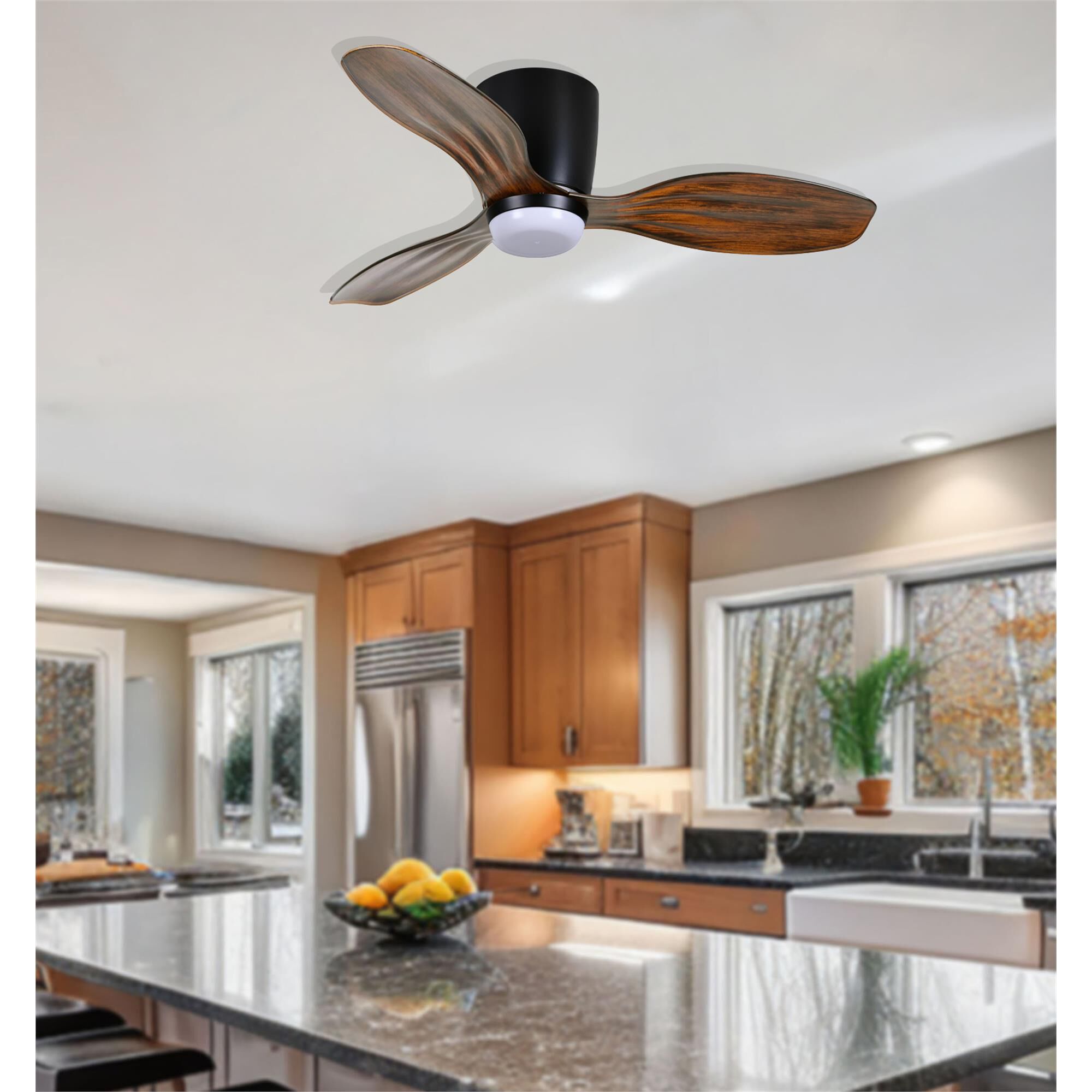 Ventiara 36 Inch Flush Mount Fan with Light Kit,