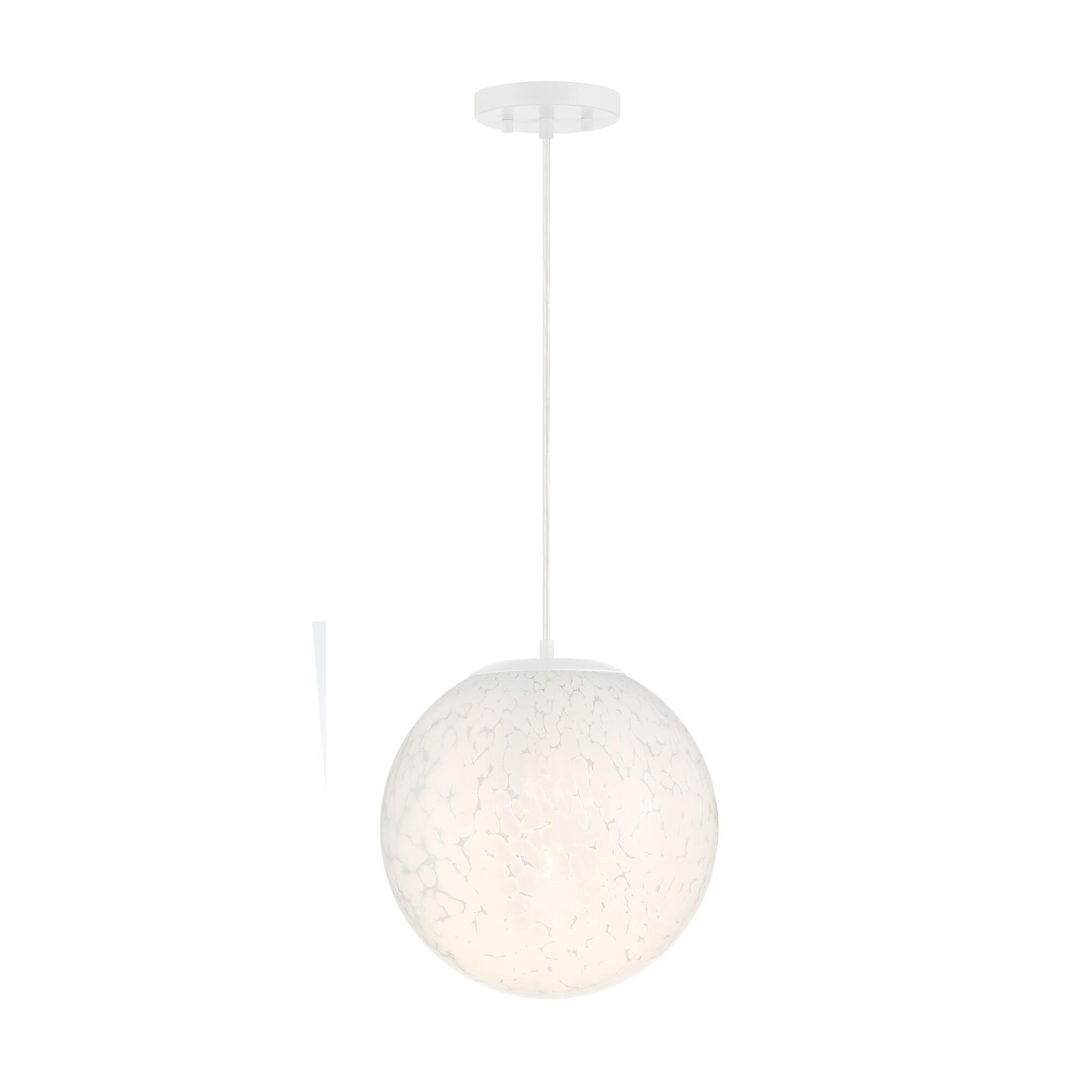 Shown in Matte White finish and White Art glass