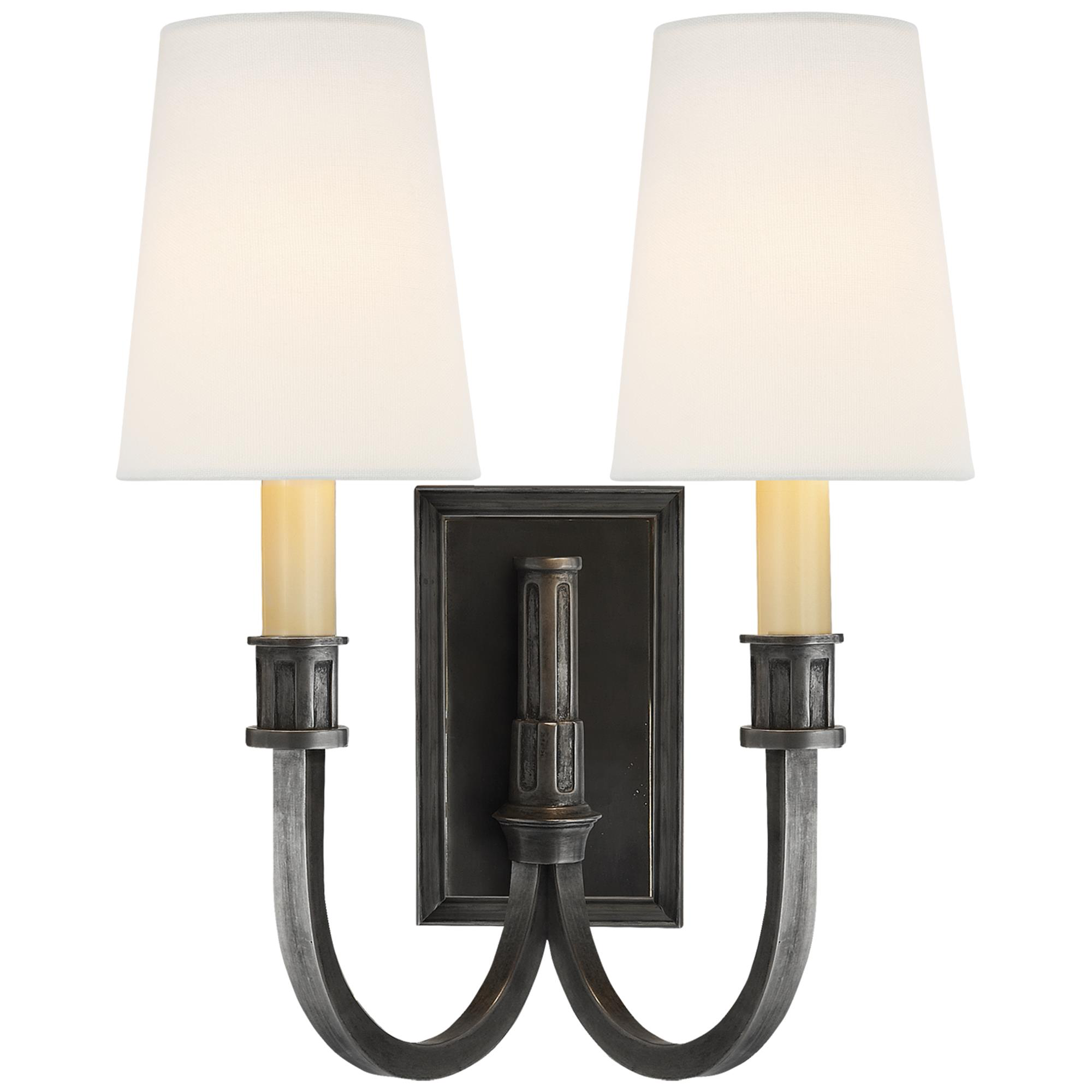 Shown in Bronze finish and Linen shade