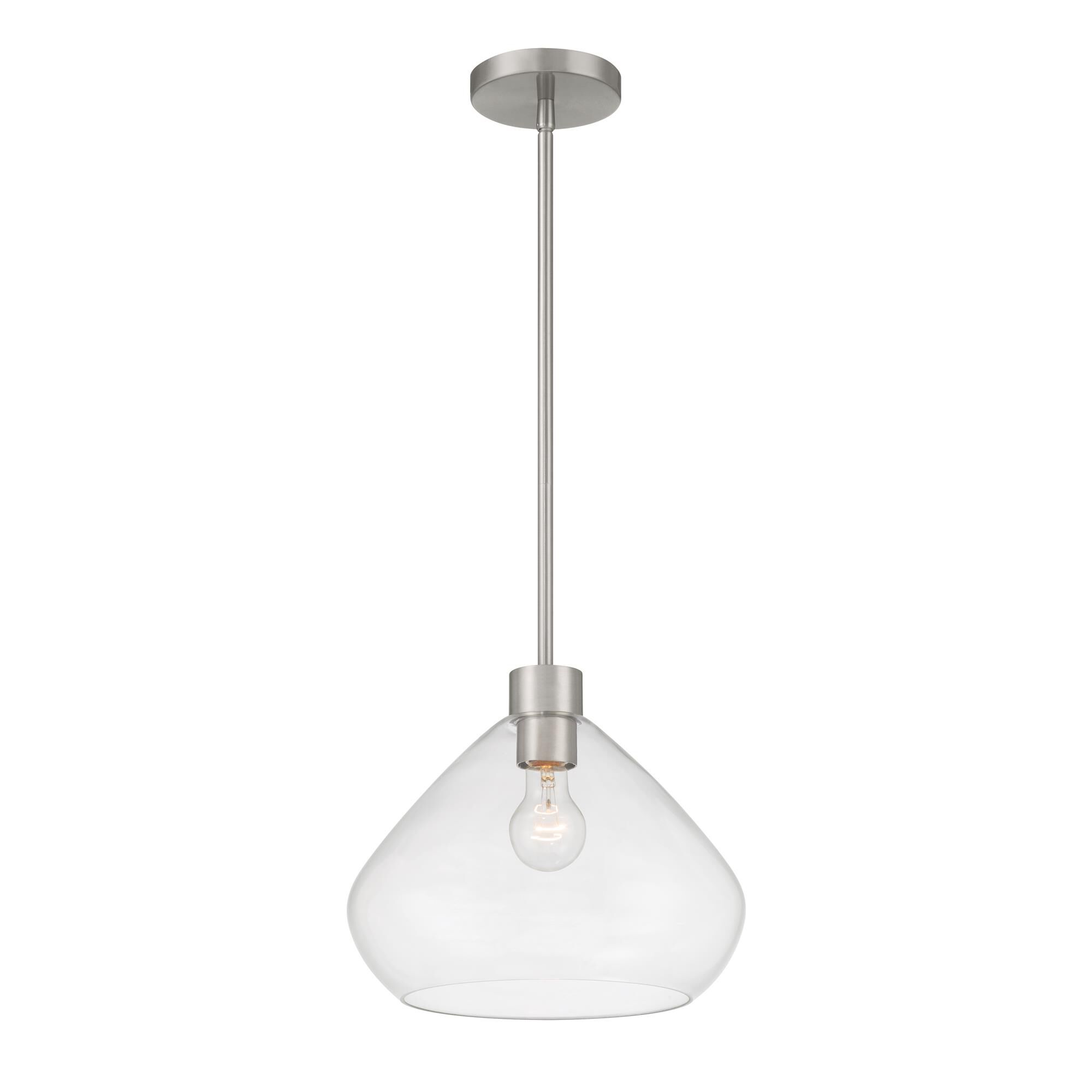 Shown in Brushed Nickel finish and Clear glass