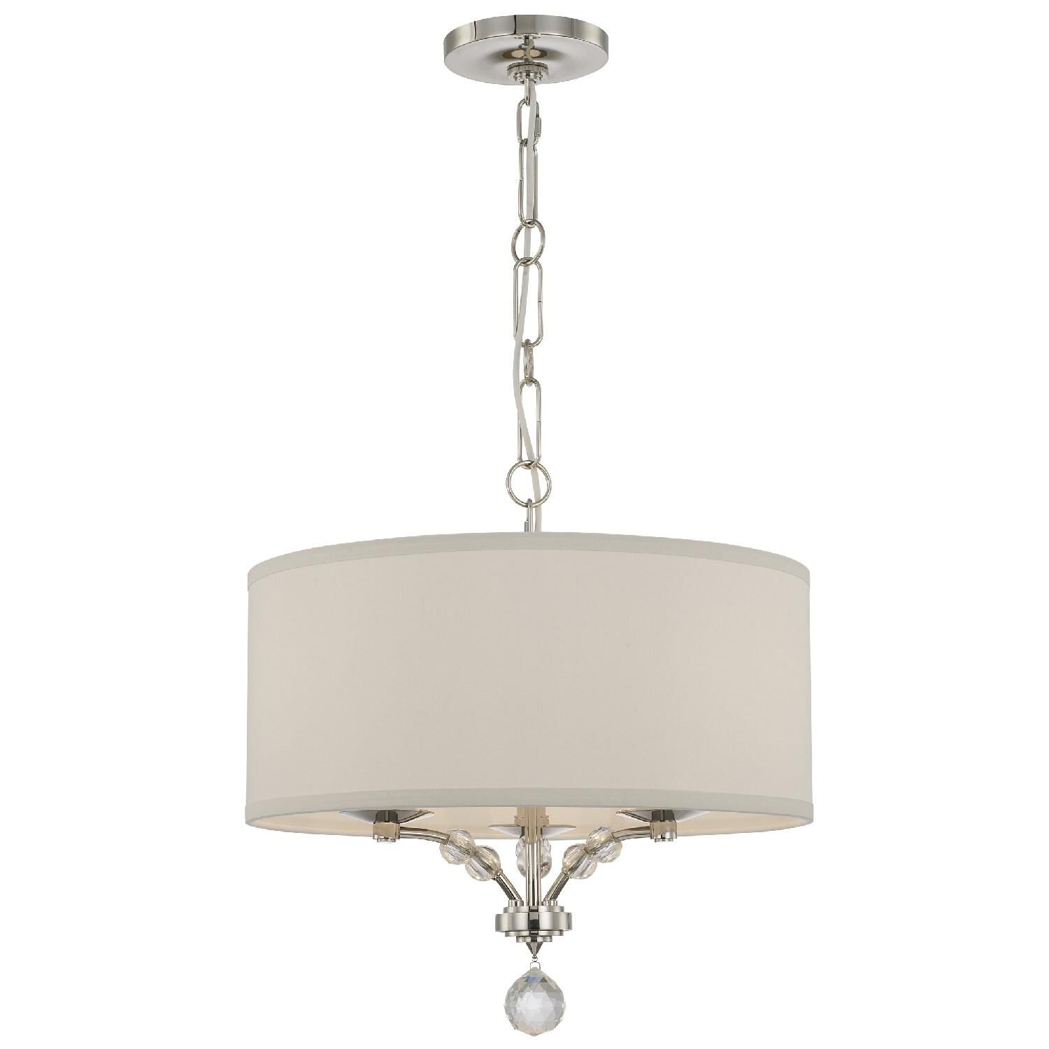 Shown in Polished Nickel finish and White Linen glass and White Linen shade