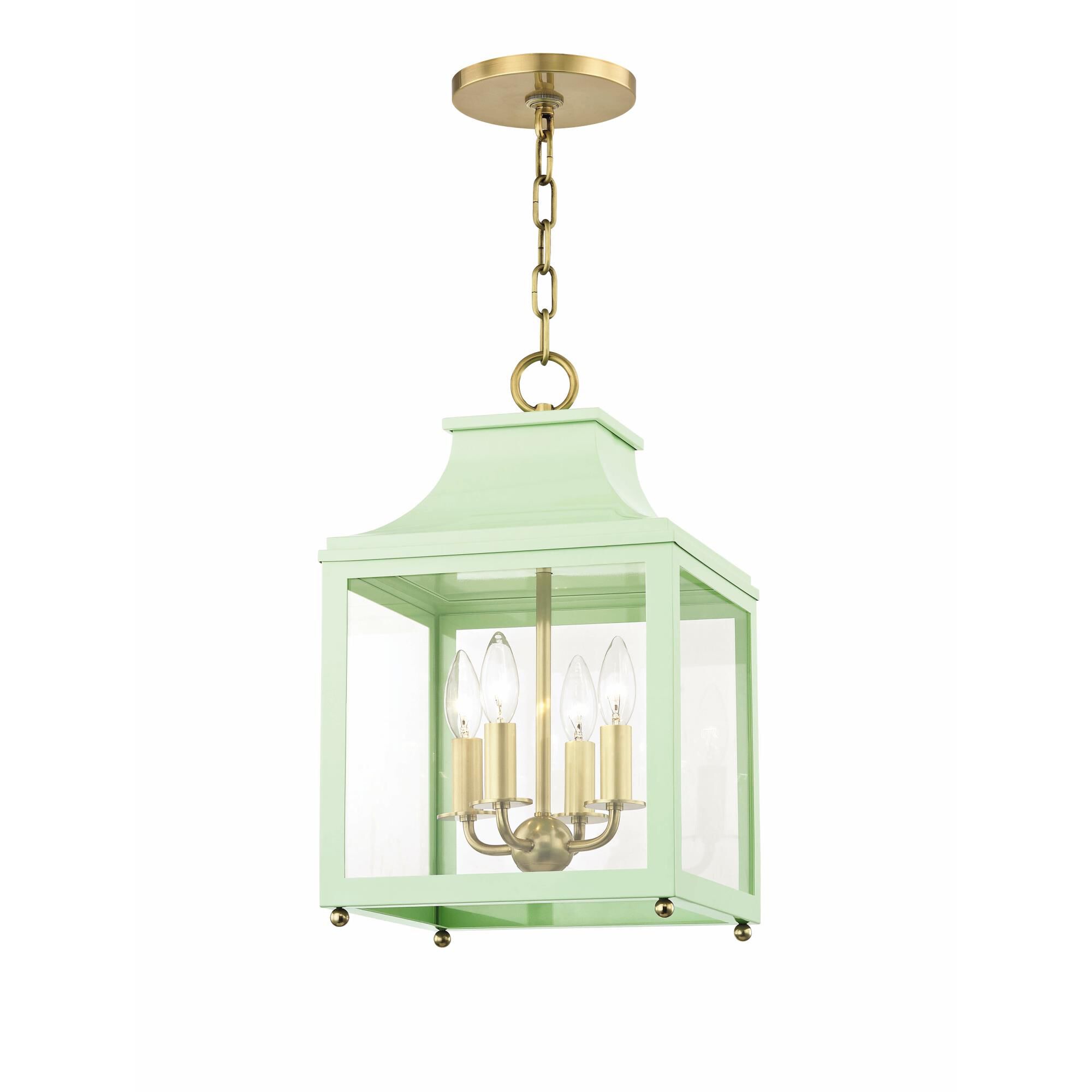 Shown in Aged Brass-Mint finish and Clear glass 