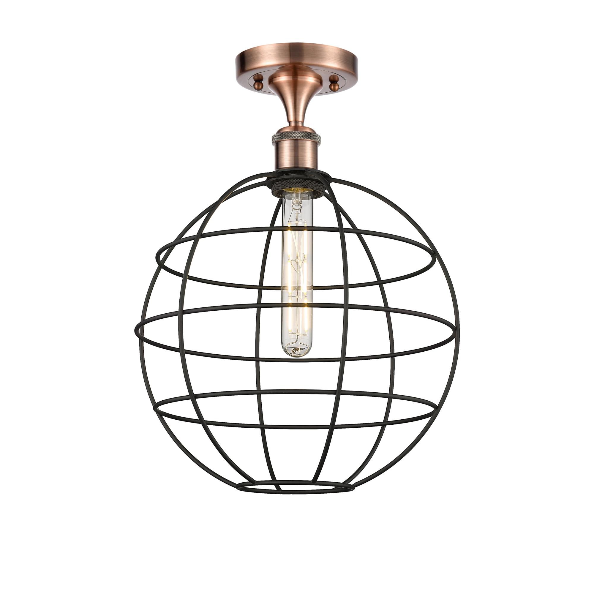 Shown in Antique Copper finish and Matte Black shade