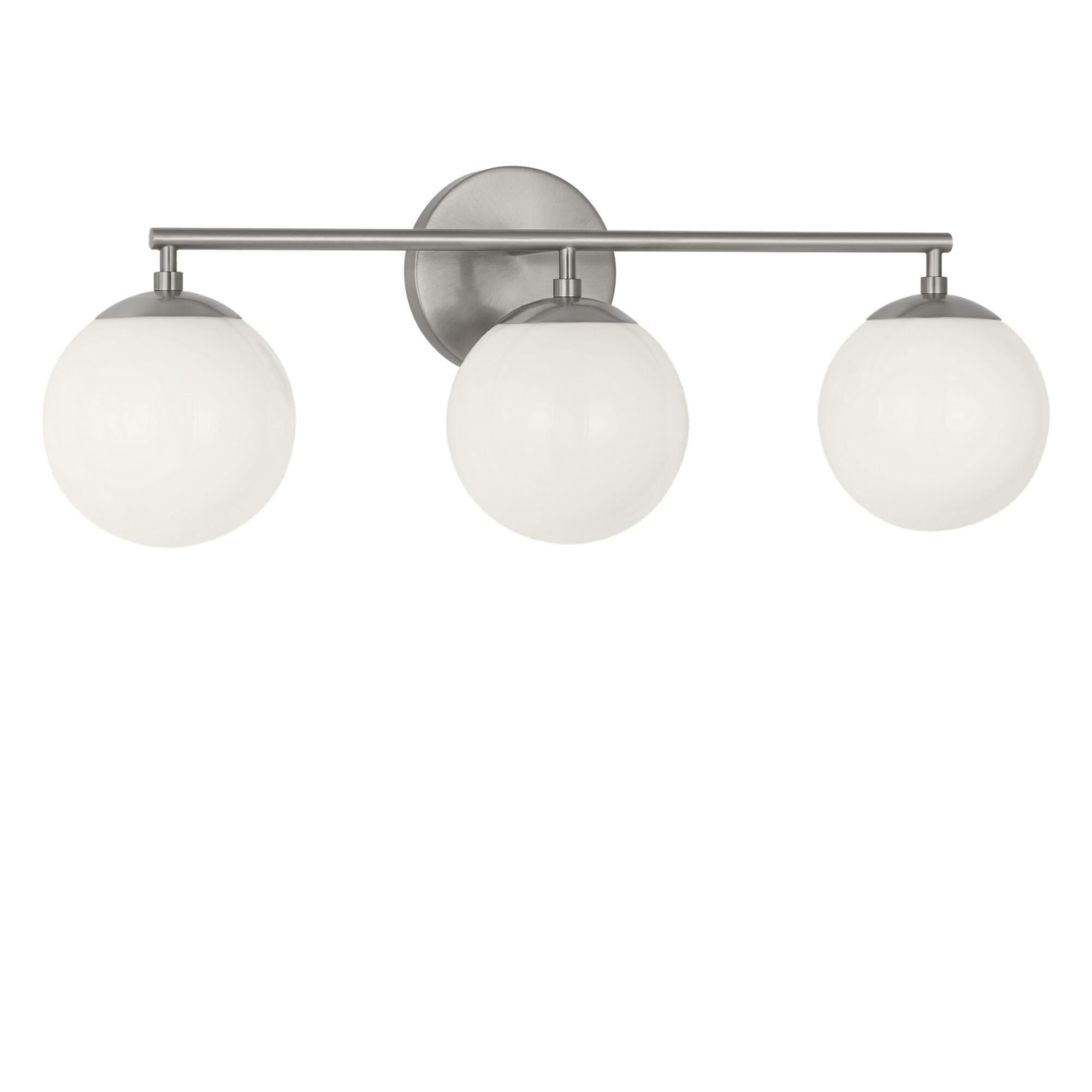 Shown in Brushed Nickel finish and Clear White glass
